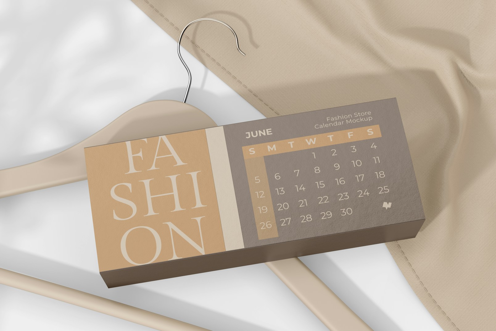 Fashion Store Calendar Mockup, Top View