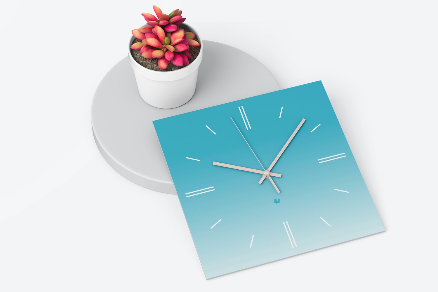 Square Wall Clock Mockup, Top View Square Wall Clock Mockup, Top View