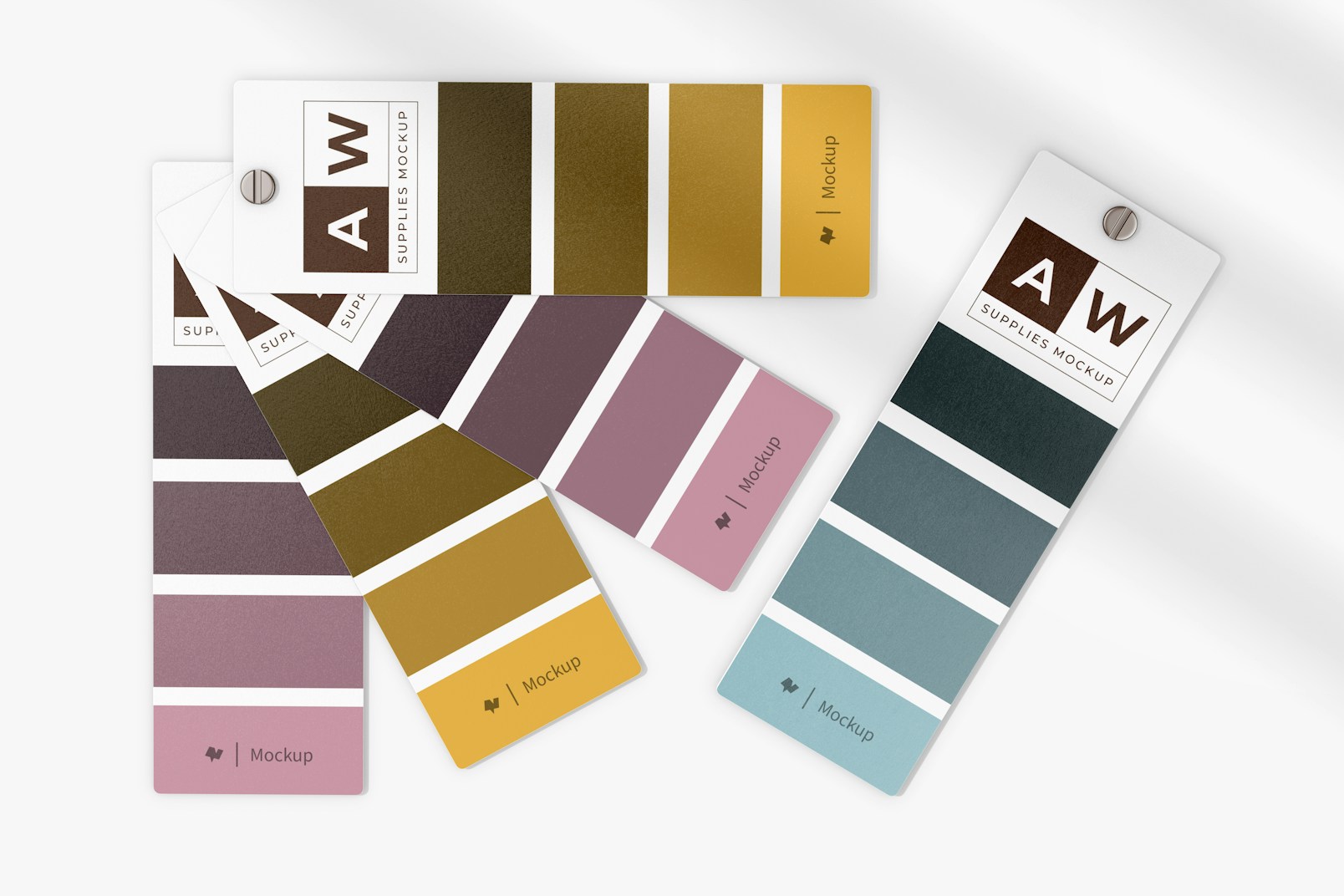 Color Palette Cards Mockup, Top View