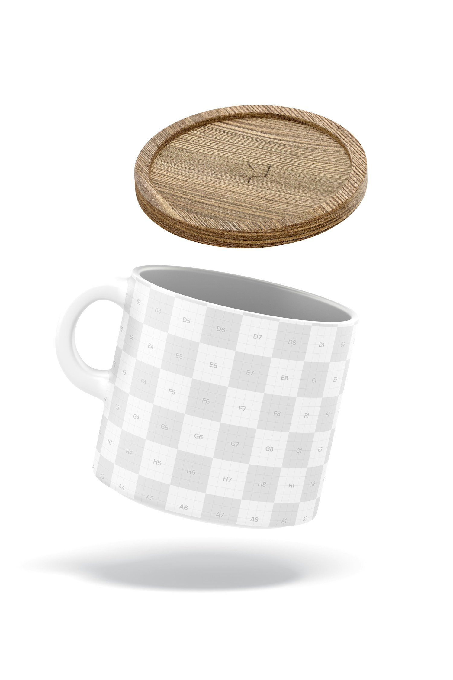 Maqueta de Mug de 10 oz con Tapa de Bambú, Flotando