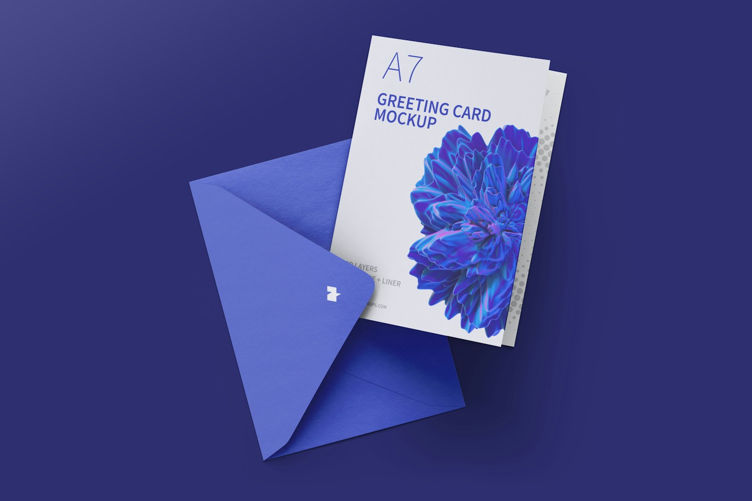 Portrait A7 Greeting Card Mockup with Envelope, Top View