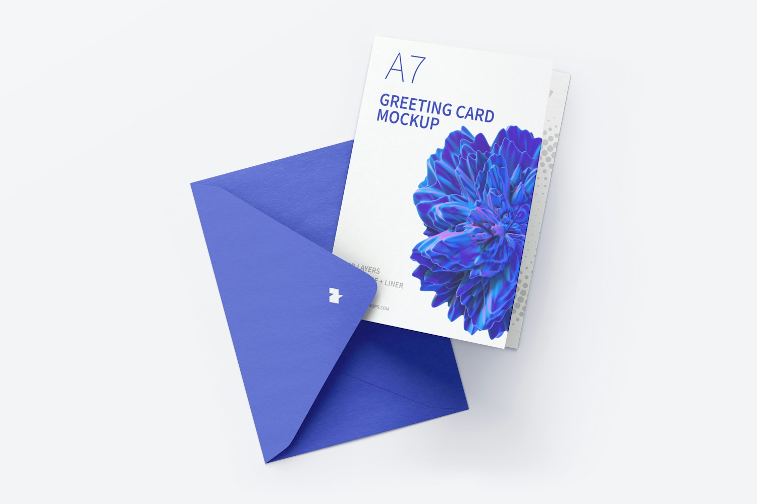 Portrait A7 Greeting Card Mockup with Envelope, Top View
