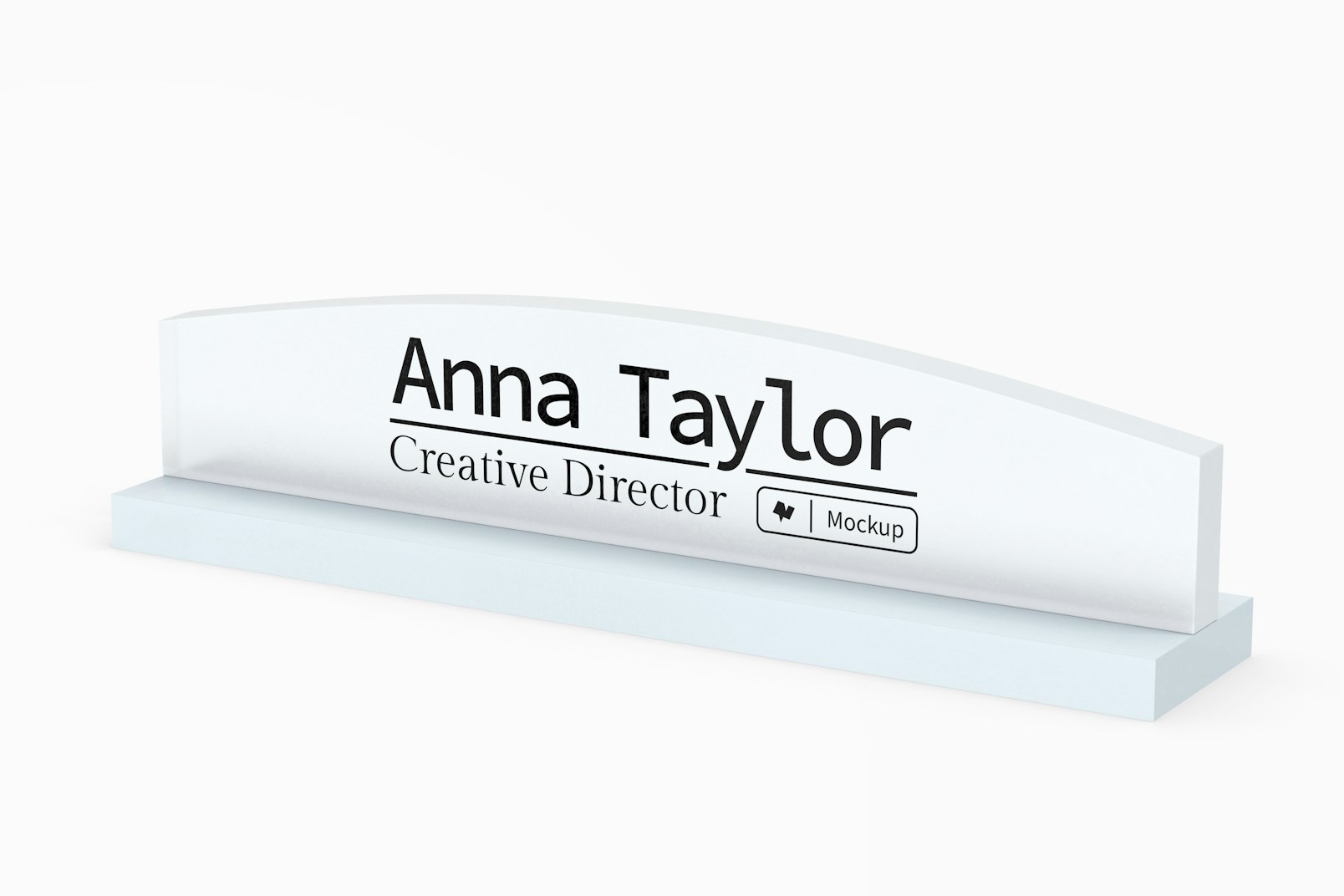 Frosted Glass Name Plate Mockup, Perspective View