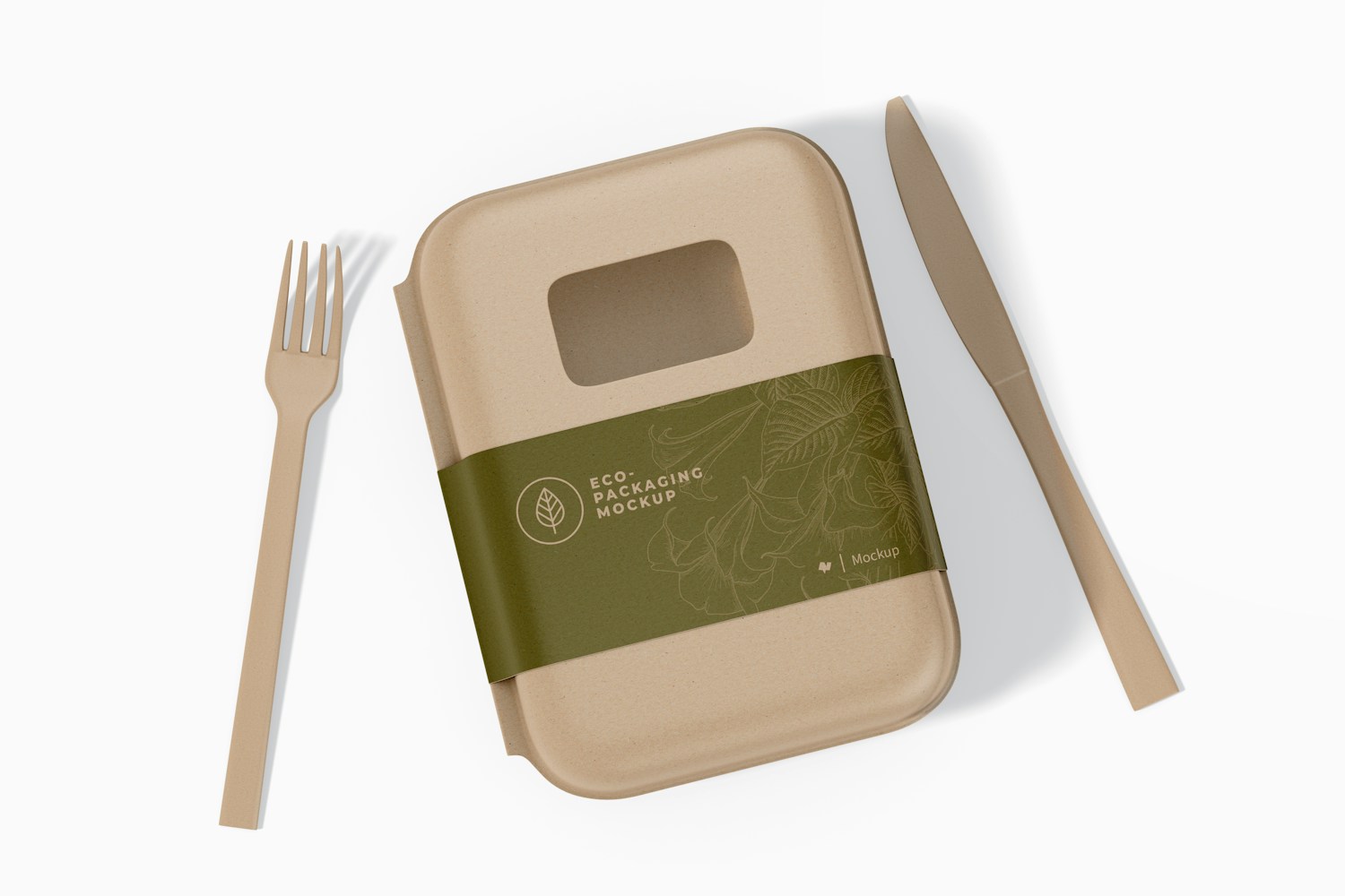 Compostable Food Container with Window Mockup, Top View