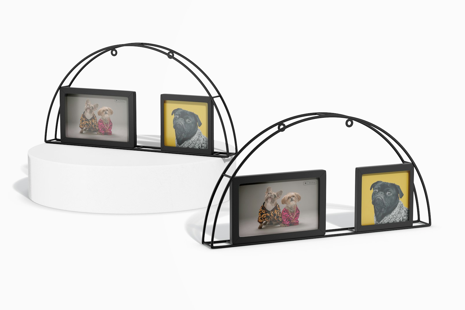 Arch Photo Frame Stands Mockup