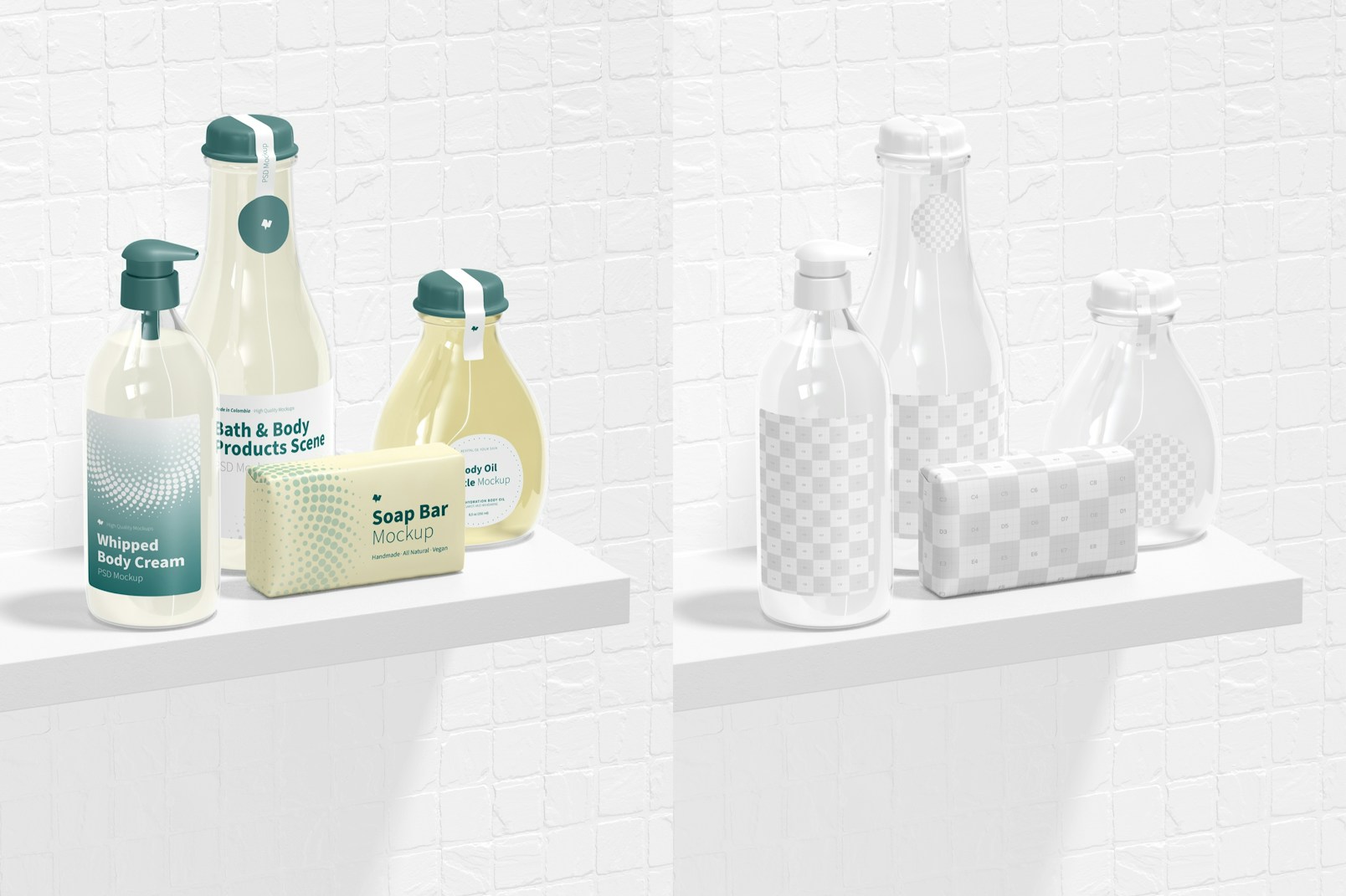 Bath and Body Products Scene Mockup, Perspective