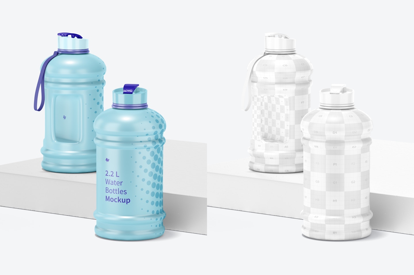 2.2 L Water Bottles Mockup, Perspective