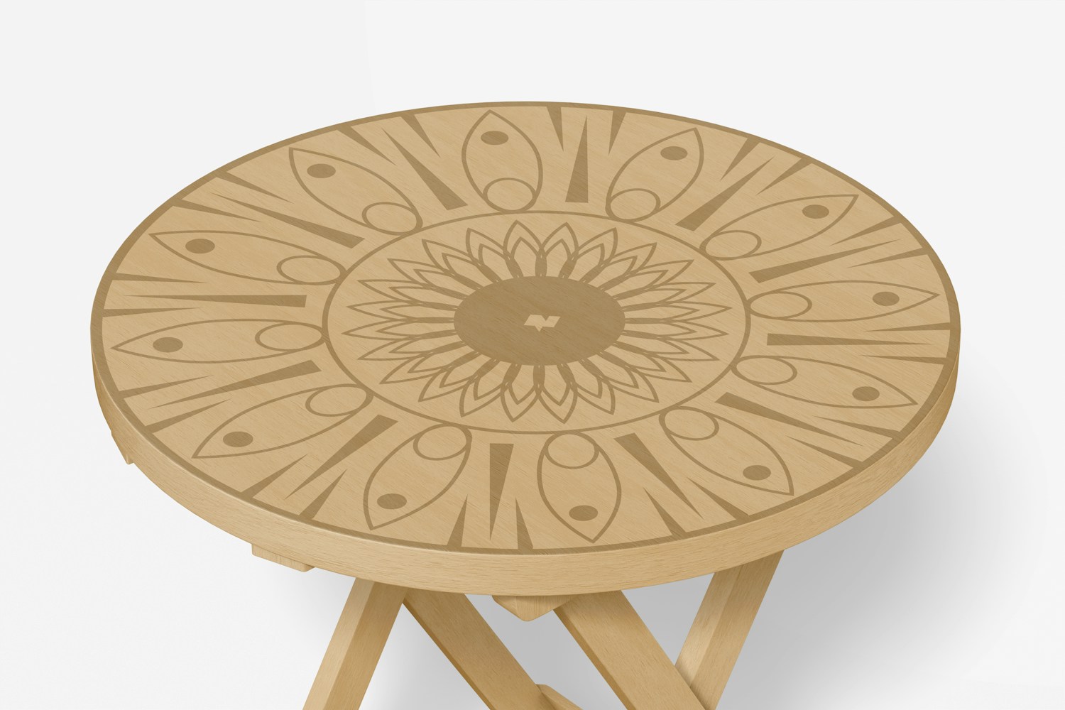 Round Folding Table Mockup, Close Up Round Folding Table Mockup, Close Up