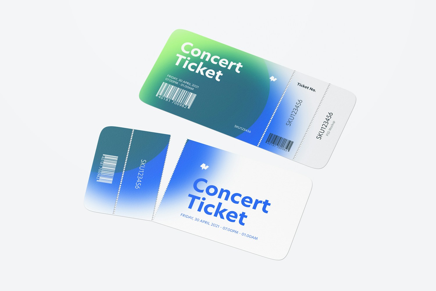 Concert Ticket Mockup, Perspective