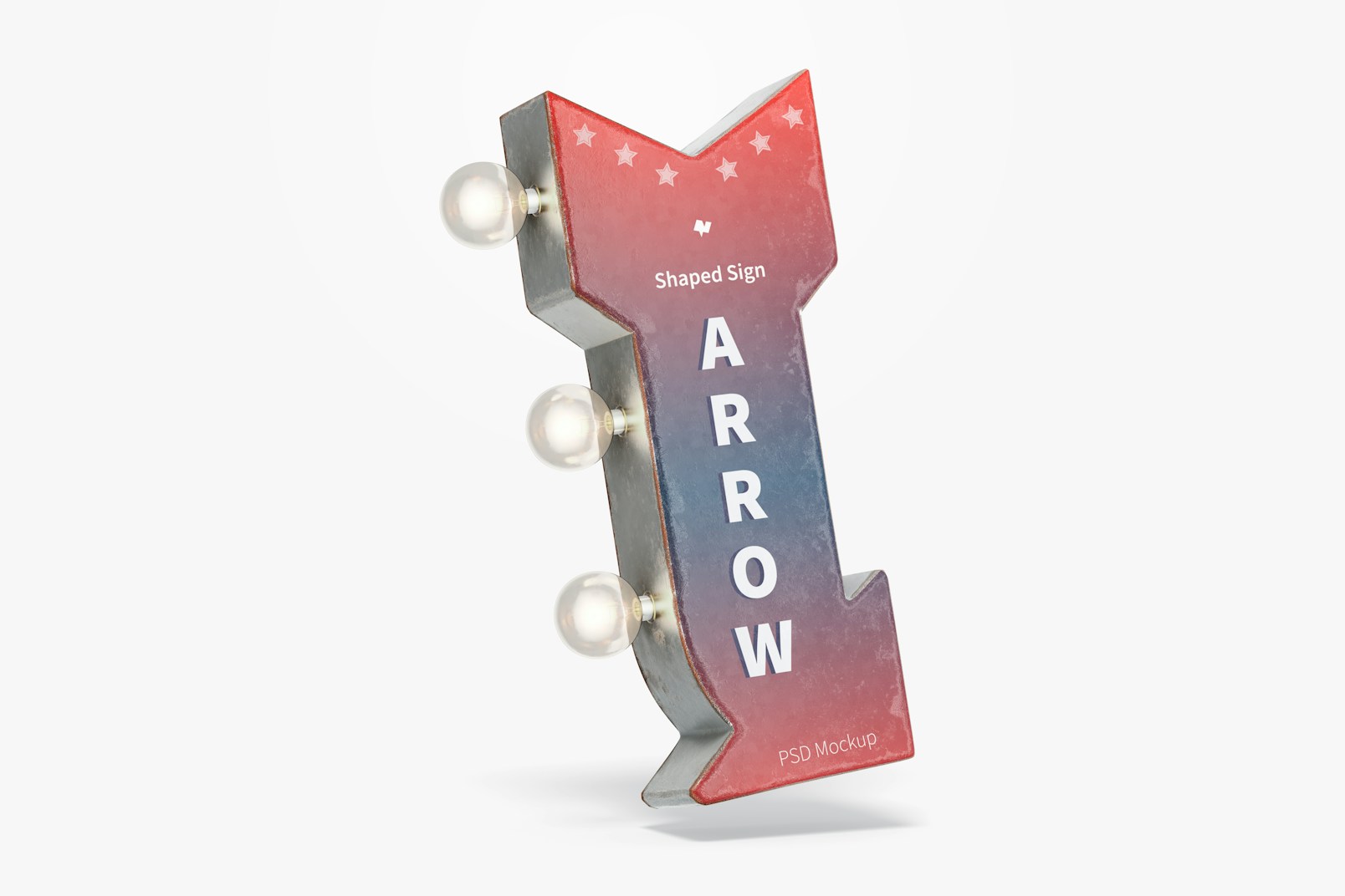 Retro Arrow Shaped Sign Mockup, Floating