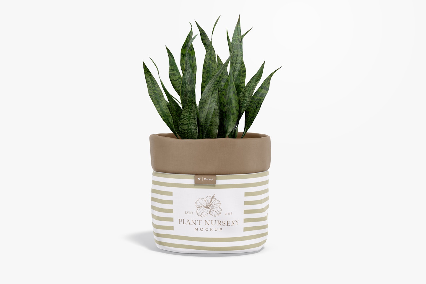 Fabric Plant Pot Cover Mockup, Front View