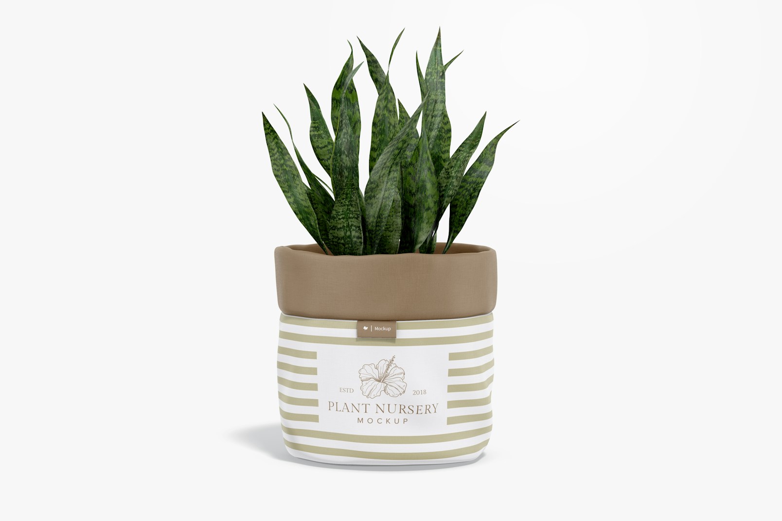 Fabric Plant Pot Cover Mockup, Front View