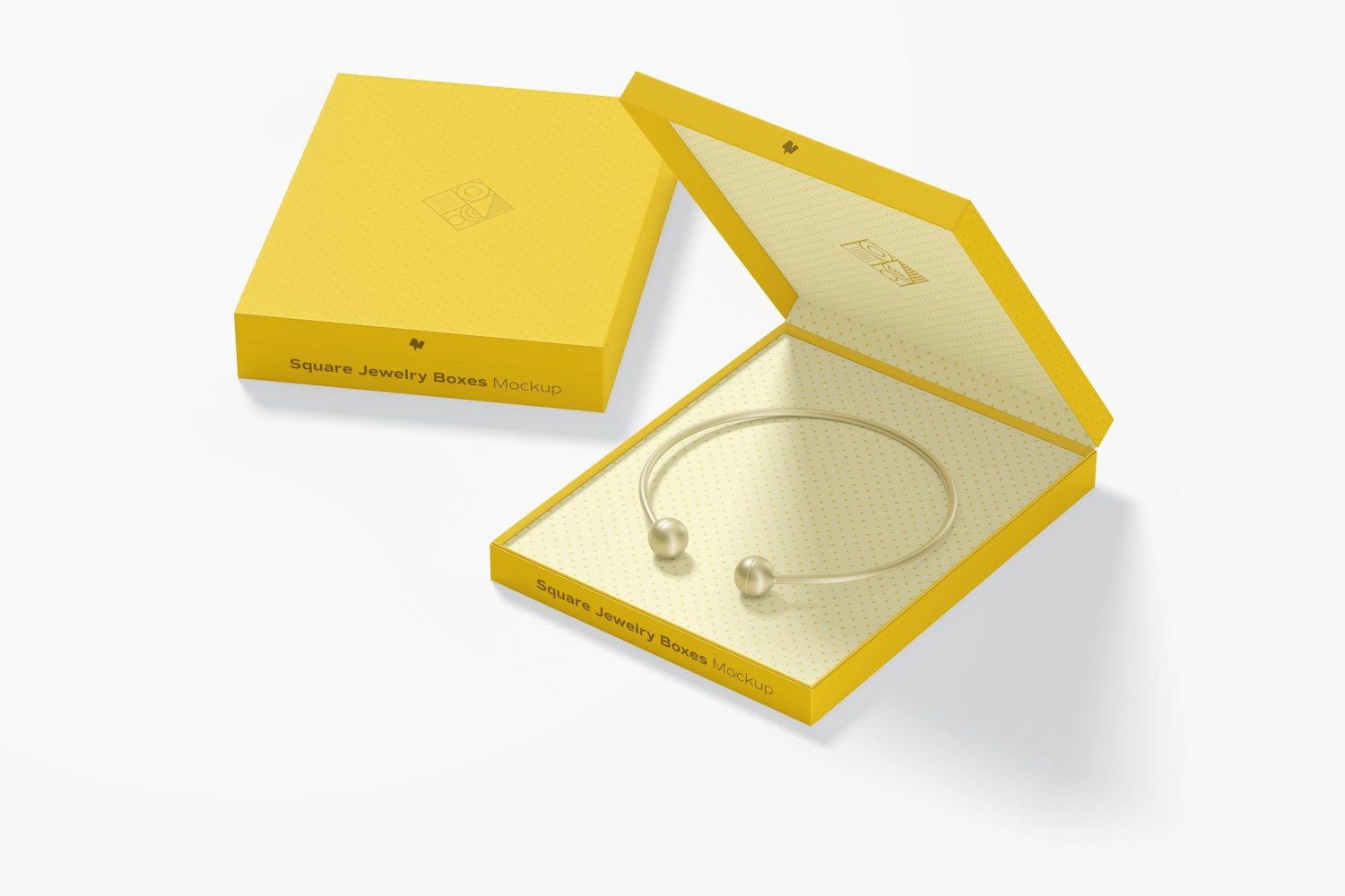 Square Jewelry Boxes Mockup, Opened and Closed