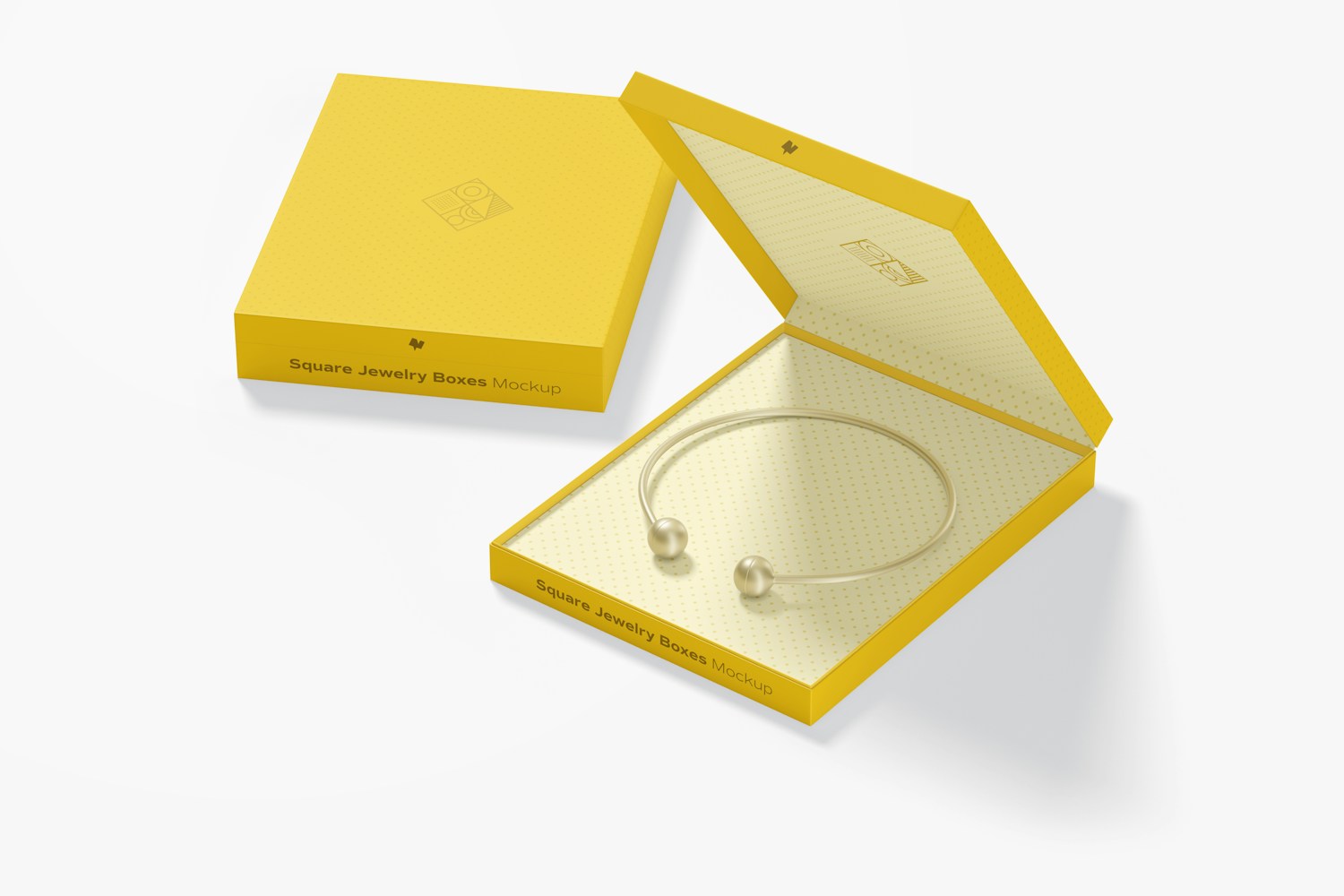 Square Jewelry Boxes Mockup, Opened and Closed Square Jewelry Boxes Mockup, Opened and Closed
