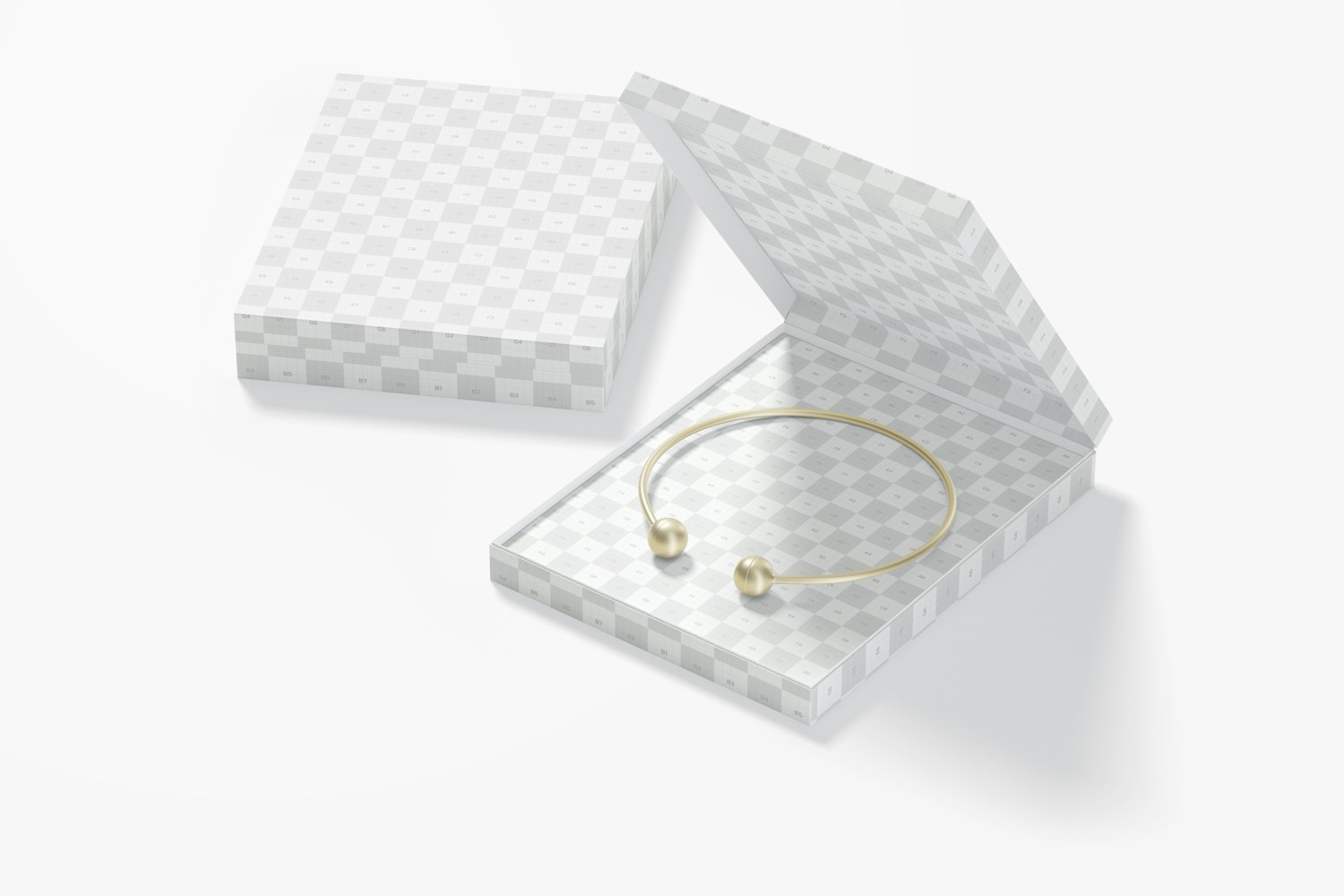 Square Jewelry Boxes Mockup, Opened and Closed Square Jewelry Boxes Mockup, Opened and Closed