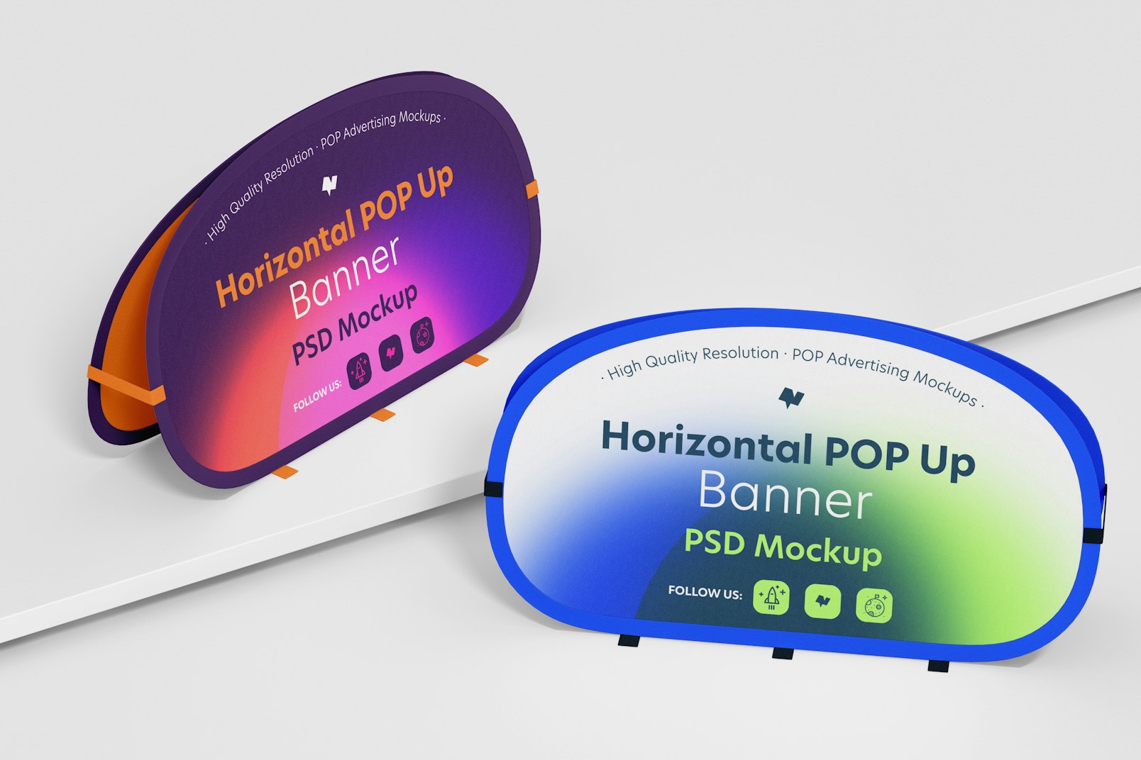 Horizontal Pop Up Banners Mockup, Perspective