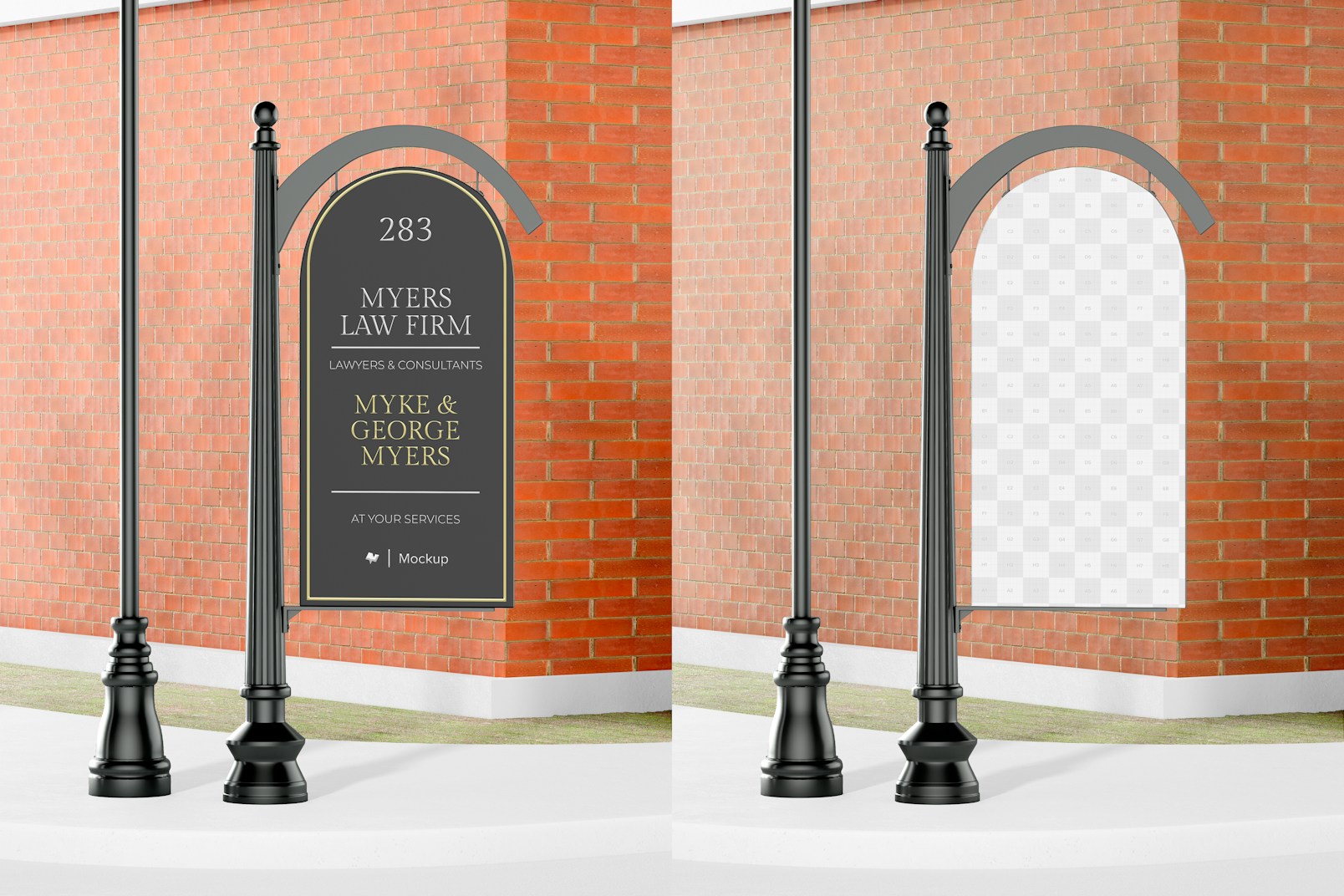 Street Metal Sign Mockup, Right View