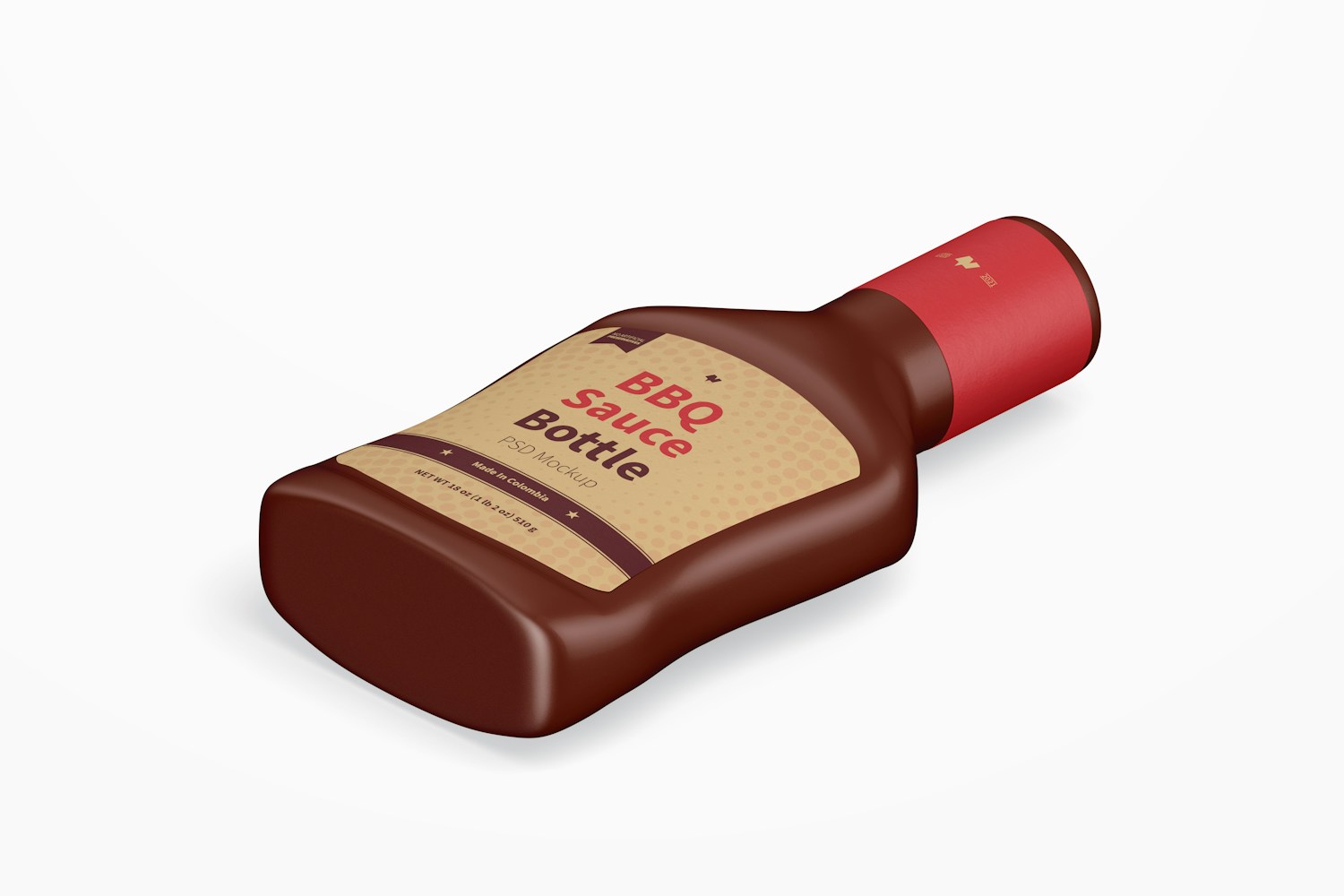 Barbecue Sauce Bottle Mockup, Isometric View