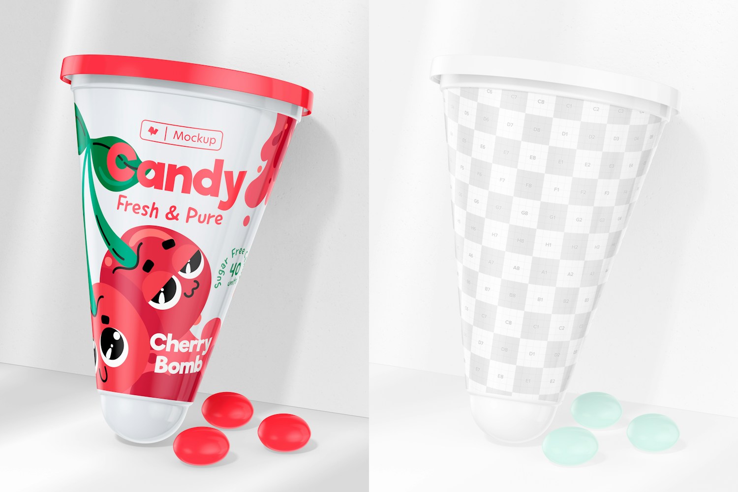 Pyramid Candy Packaging Mockup, Leaned