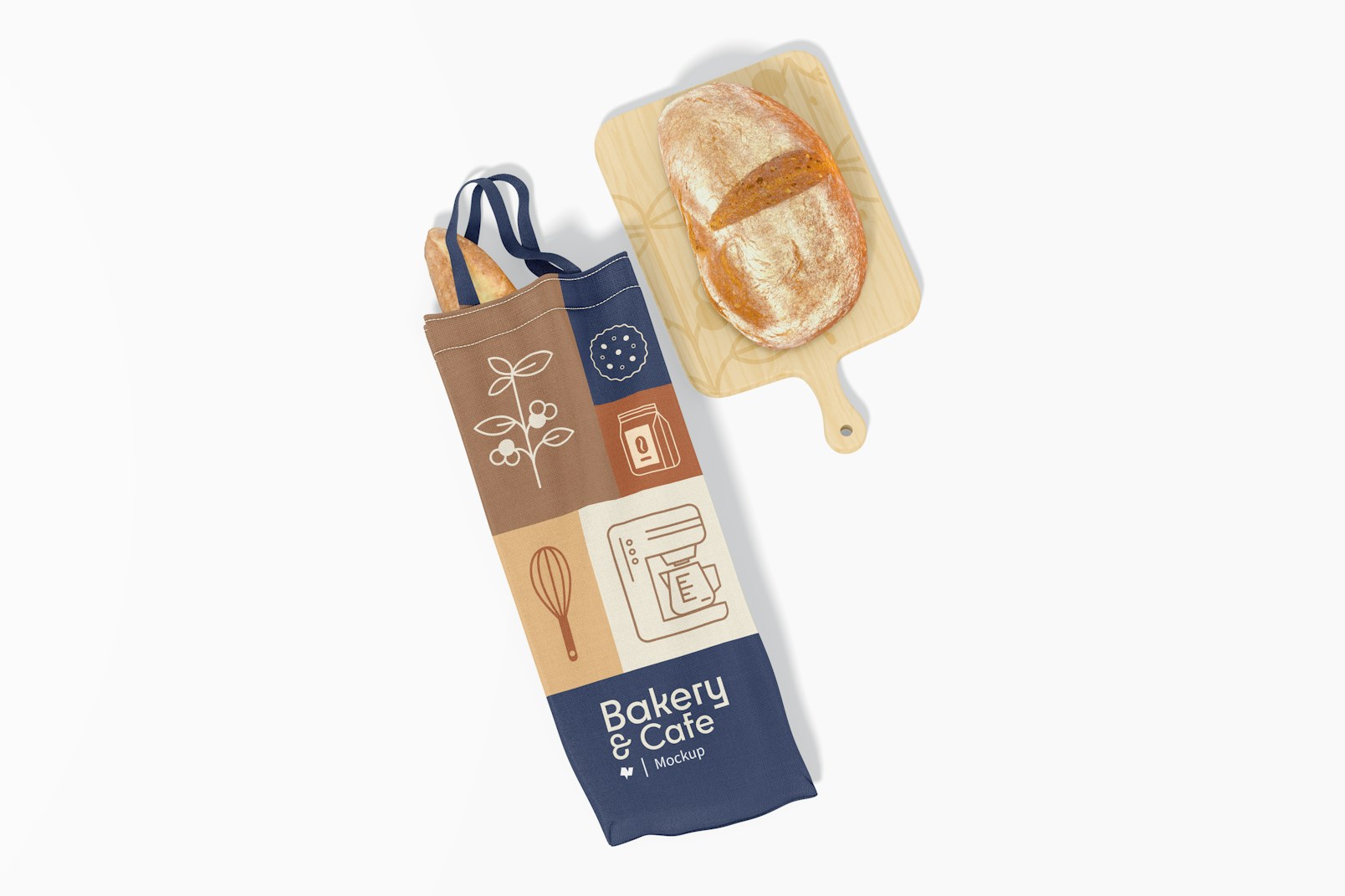 Fabric Bread Bag with Handle Mockup, Top View