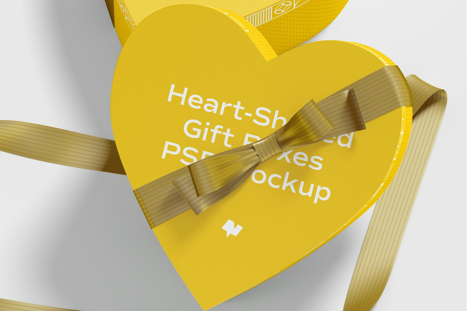 Heart-Shaped Gift Boxes With Paper Ribbon Mockup