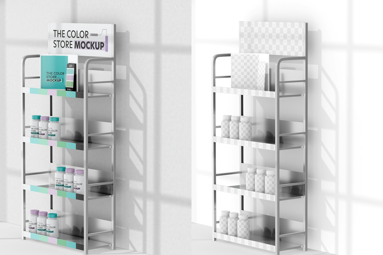 Metallic Exhibition Stand Mockup, Right View