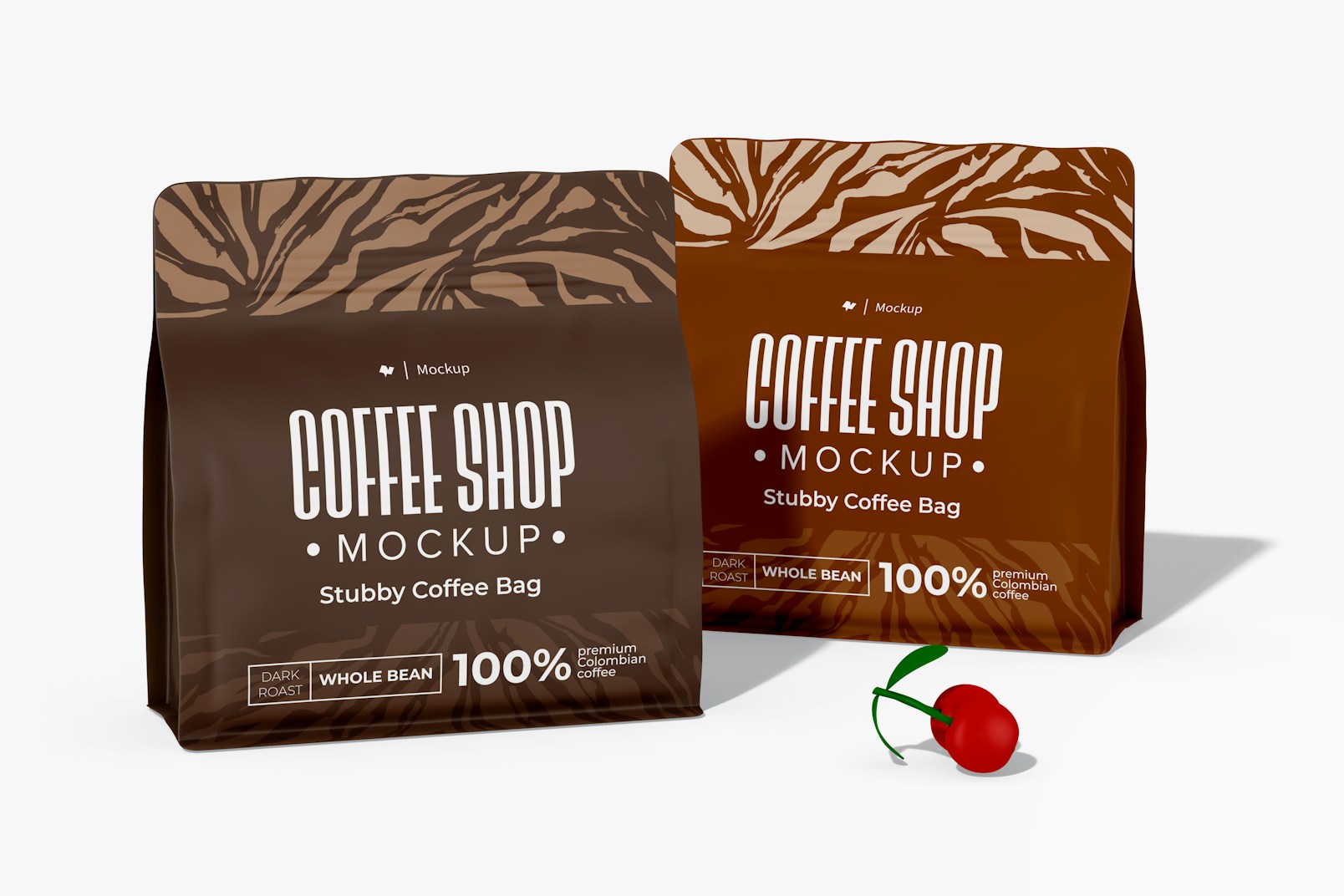 Stubby Coffee Bag Mockup, Front and Back View