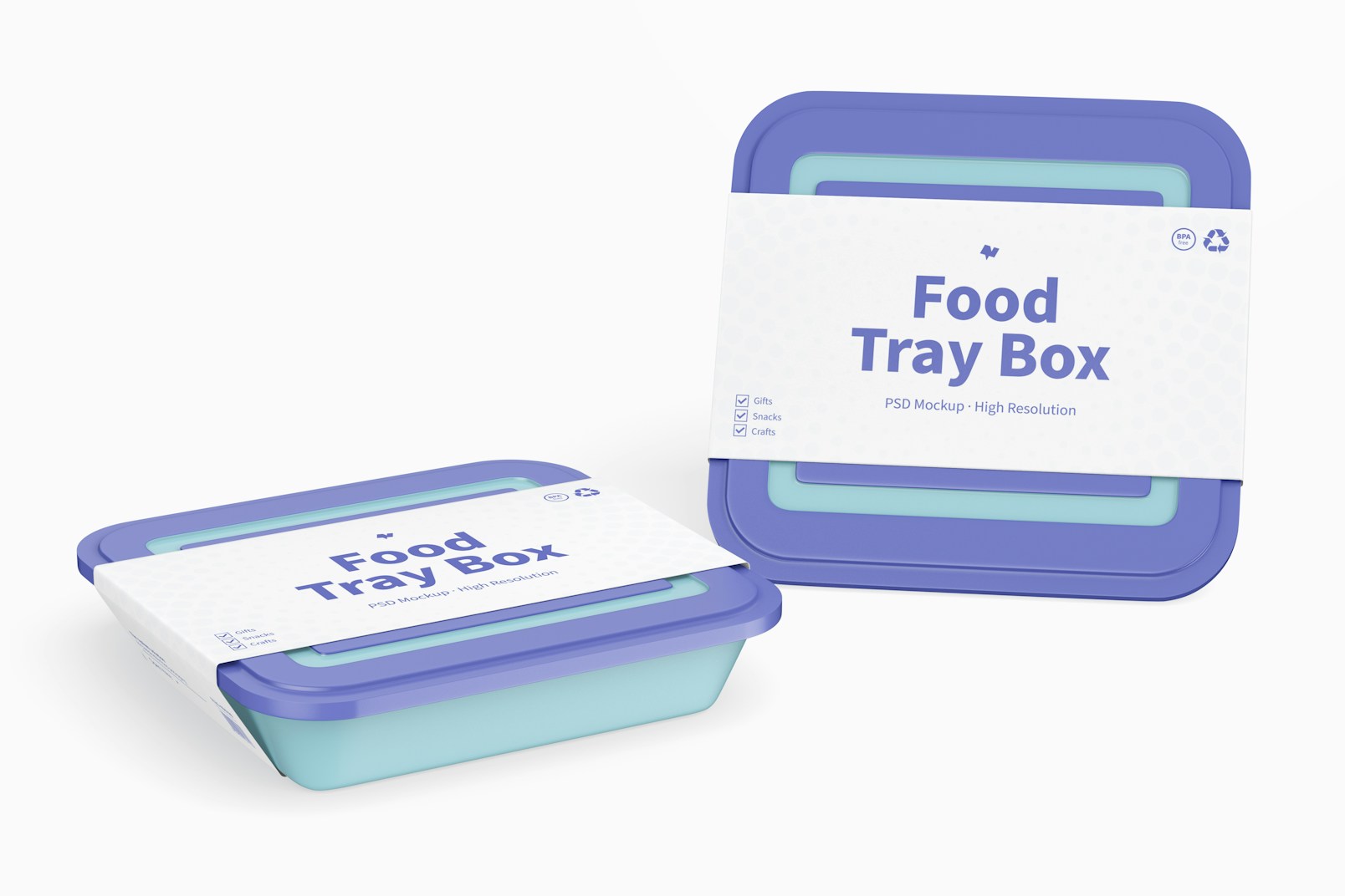 Food Tray Boxes with Lid Mockup