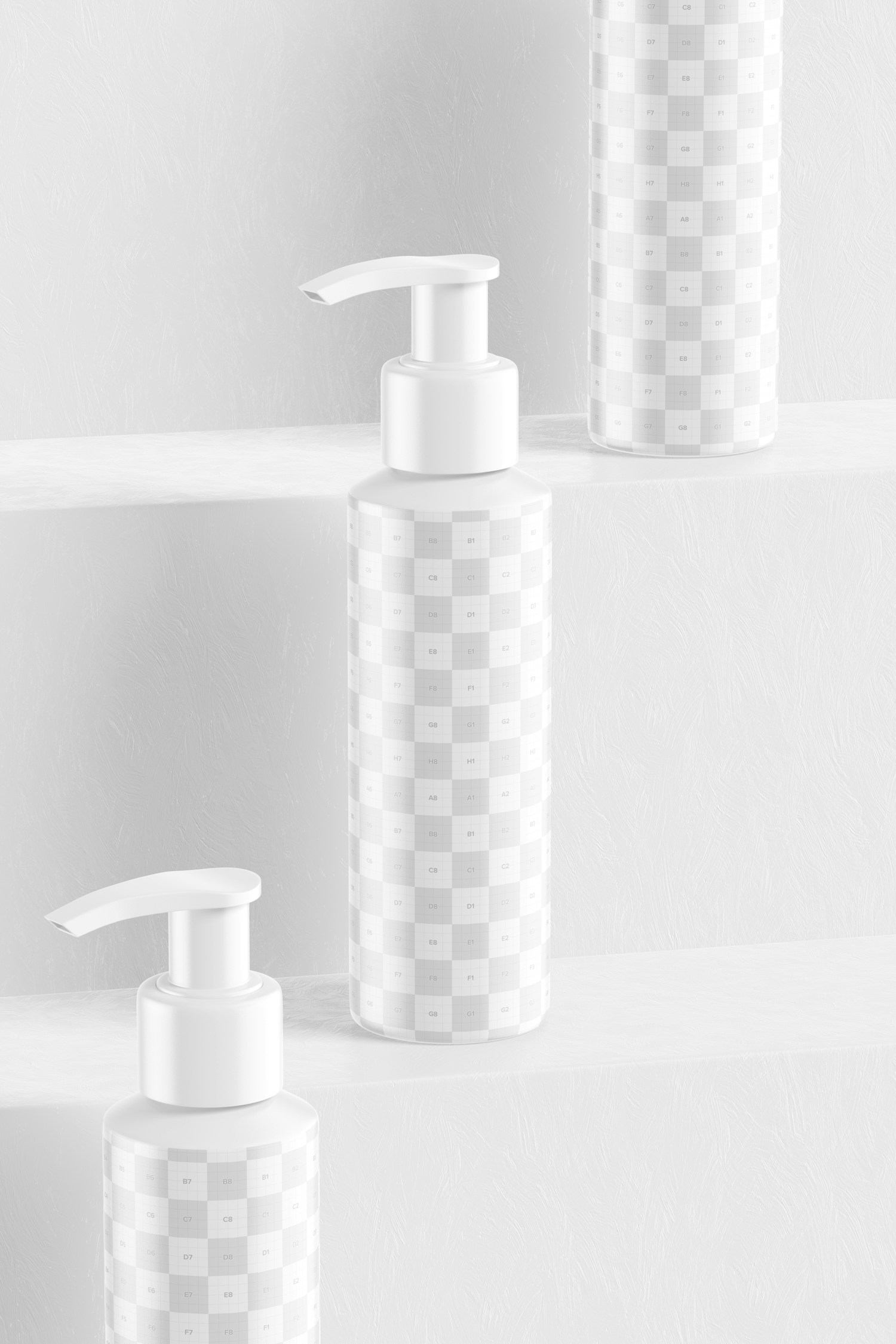 Maqueta de Botellas con Dispensador de 4 oz, en Podios Maqueta de Botellas con Dispensador de 4 oz, en Podios