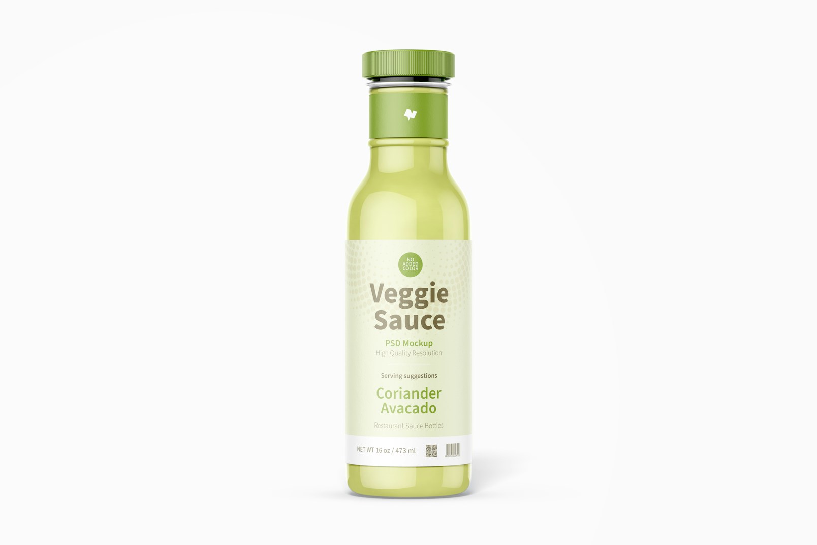 12 oz Veggie Sauce Bottle Mockup, Front View