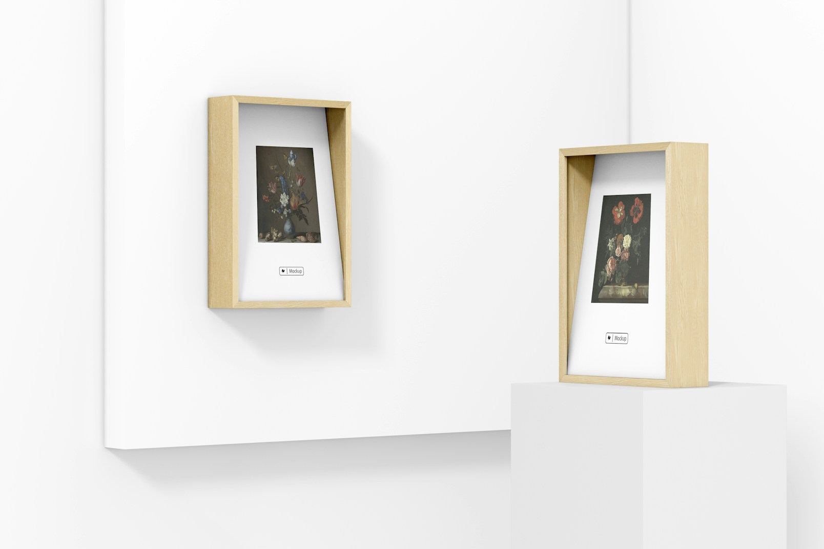 Exhibition Wall Boxes Mockup, Left View