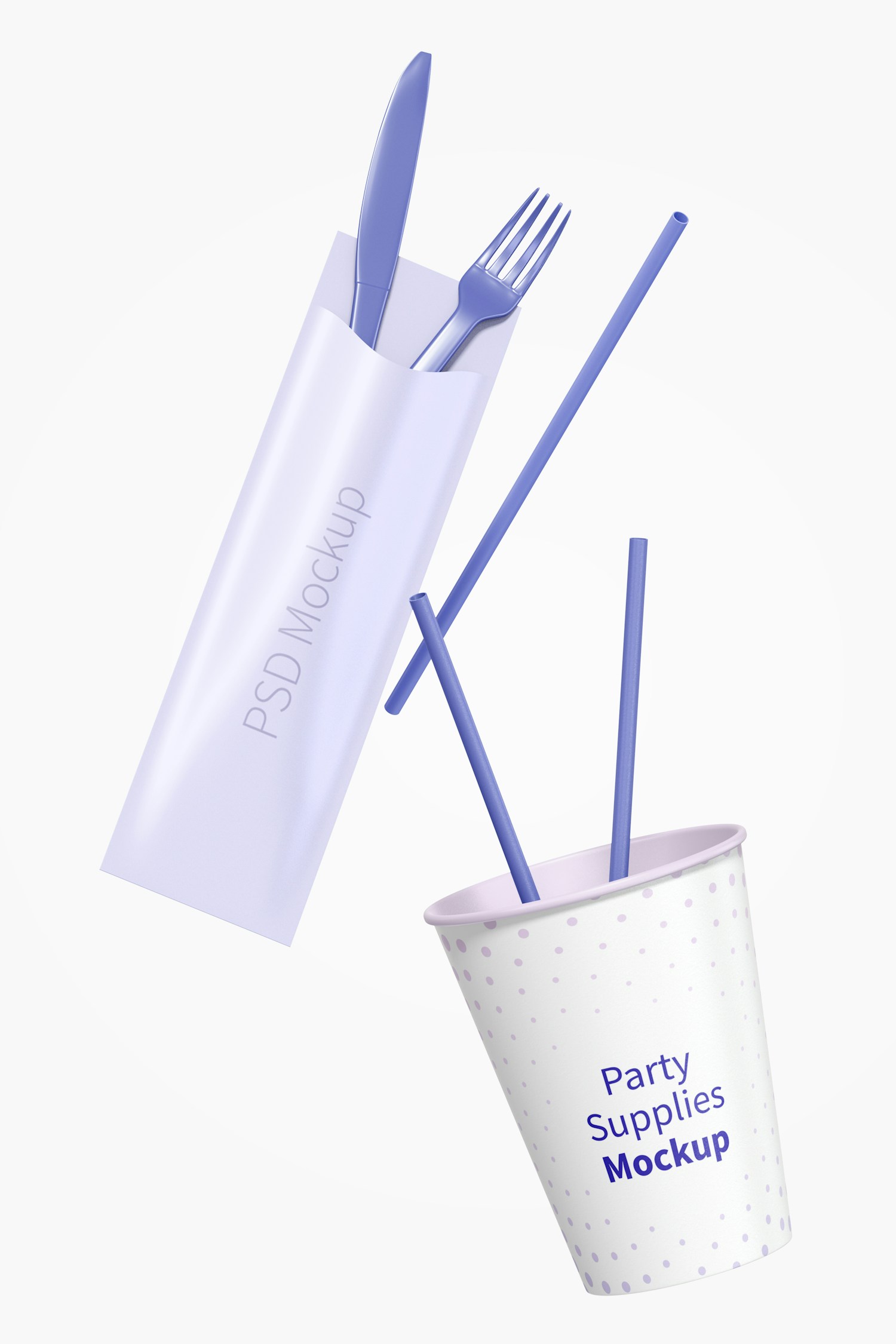 Party Supplies Mockup, Floating