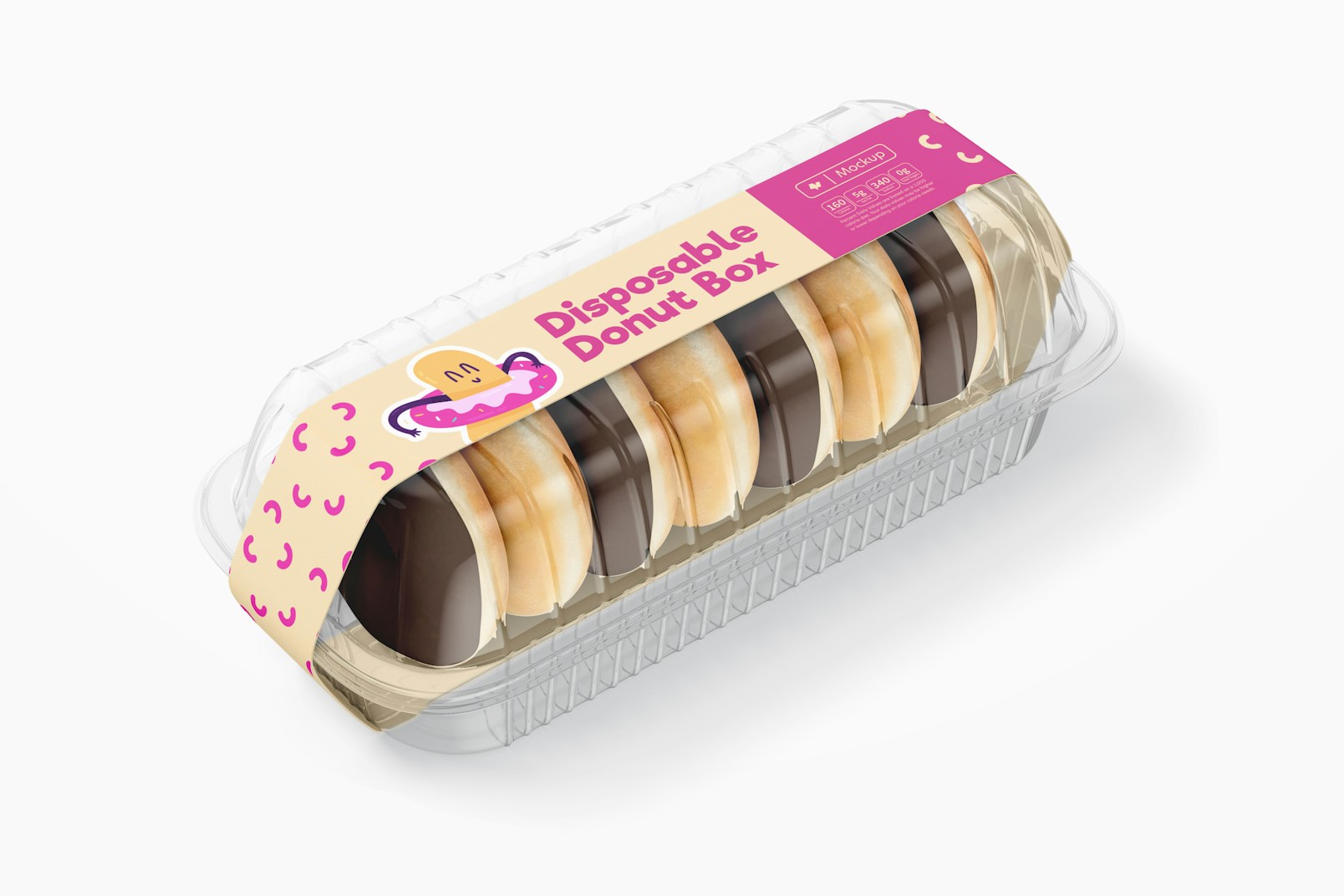 Disposable Donut Box Mockup, Side View