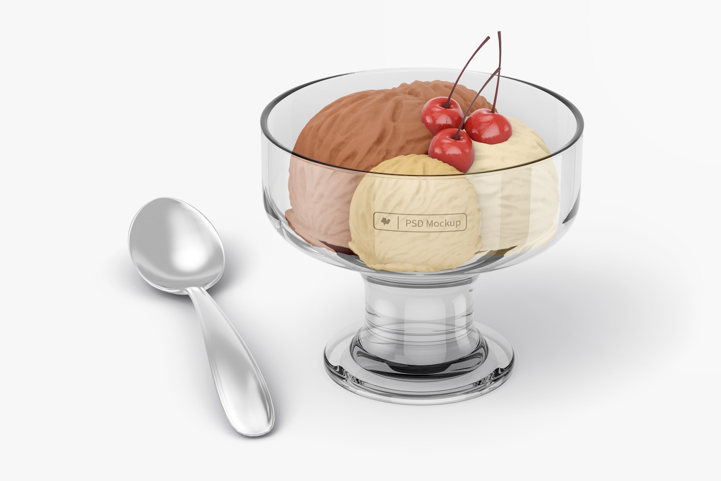 Small Glass Dessert Cup Mockup, Front View