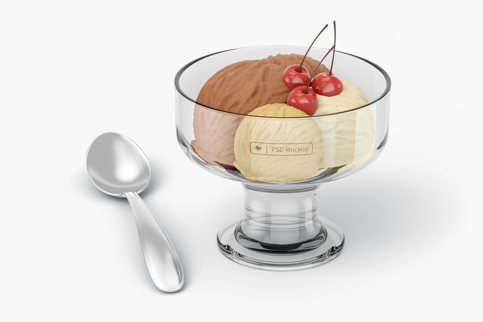 Small Glass Dessert Cup Mockup, Front View