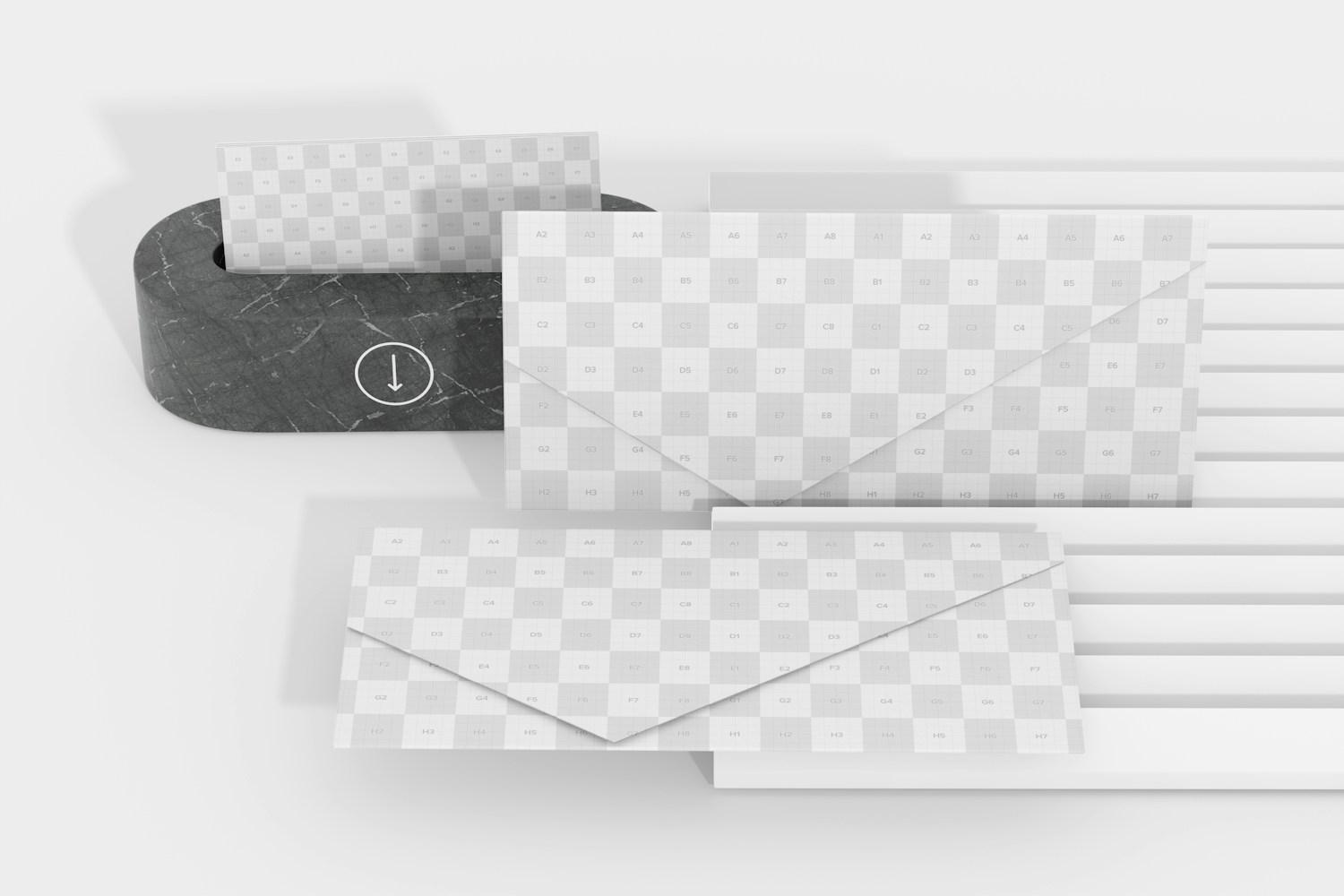 Corporate Paper Envelope with Card Holder Mockup, High Angle View