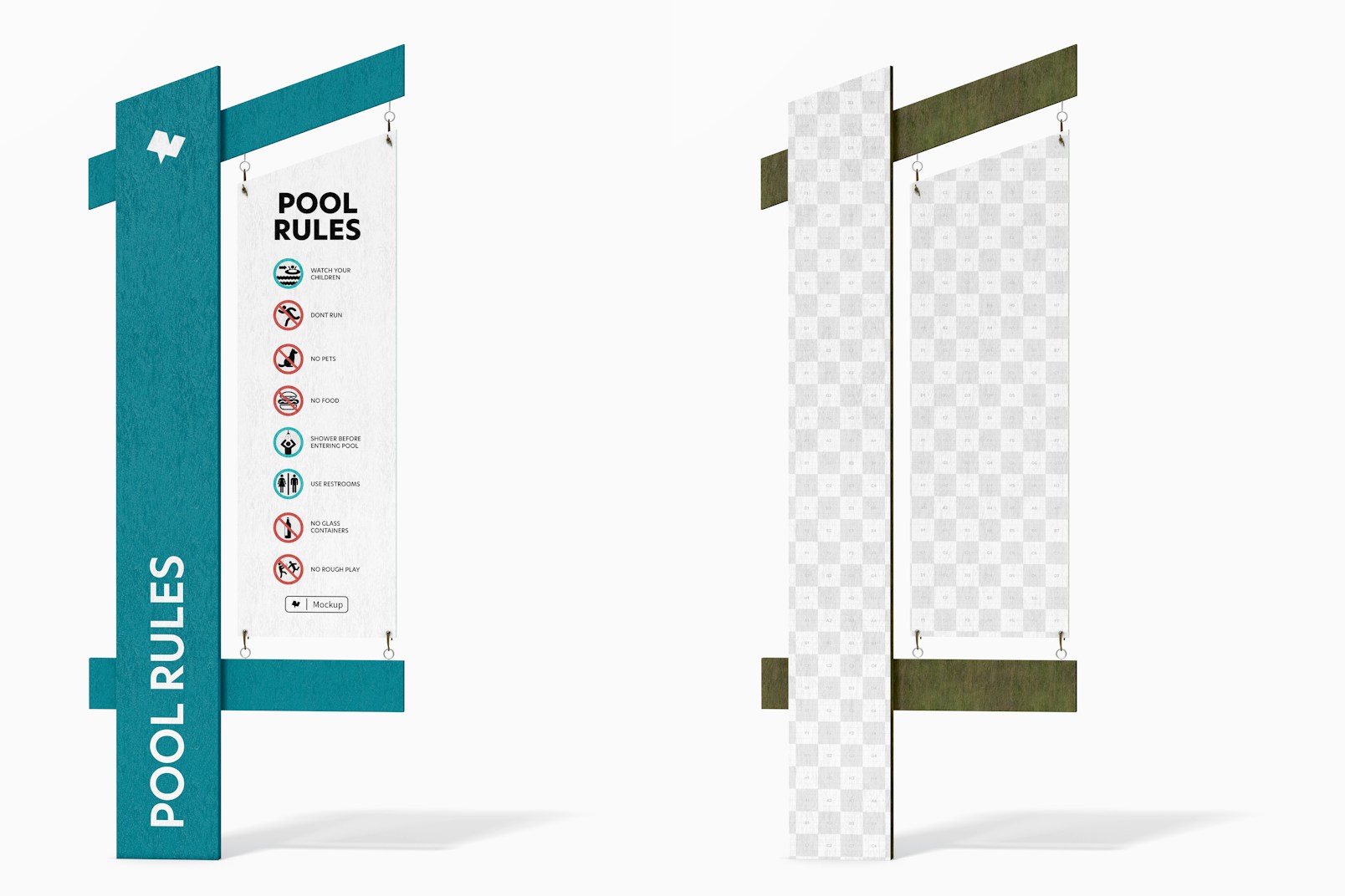 Directional Park Sign Mockup, Front View