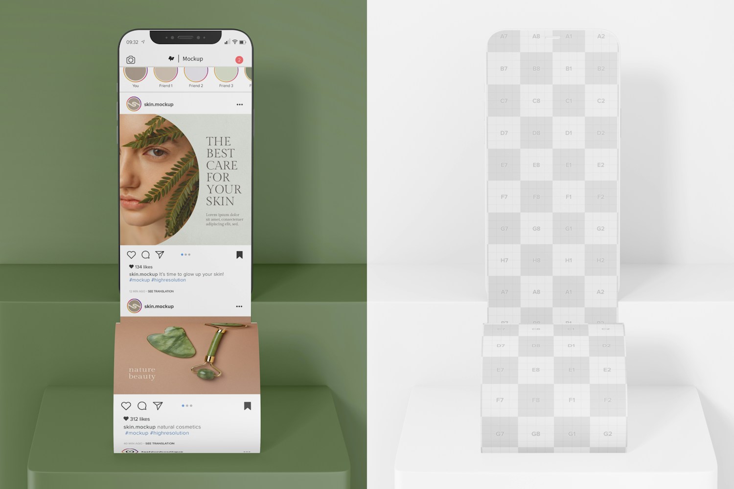 Long Scroll for Smartphone Mockup, Front View