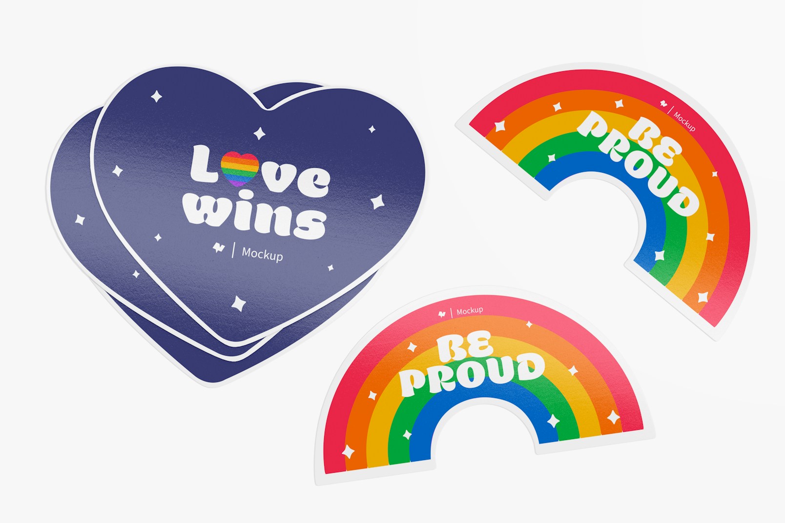 Pride Stickers Set Mockup, Top View