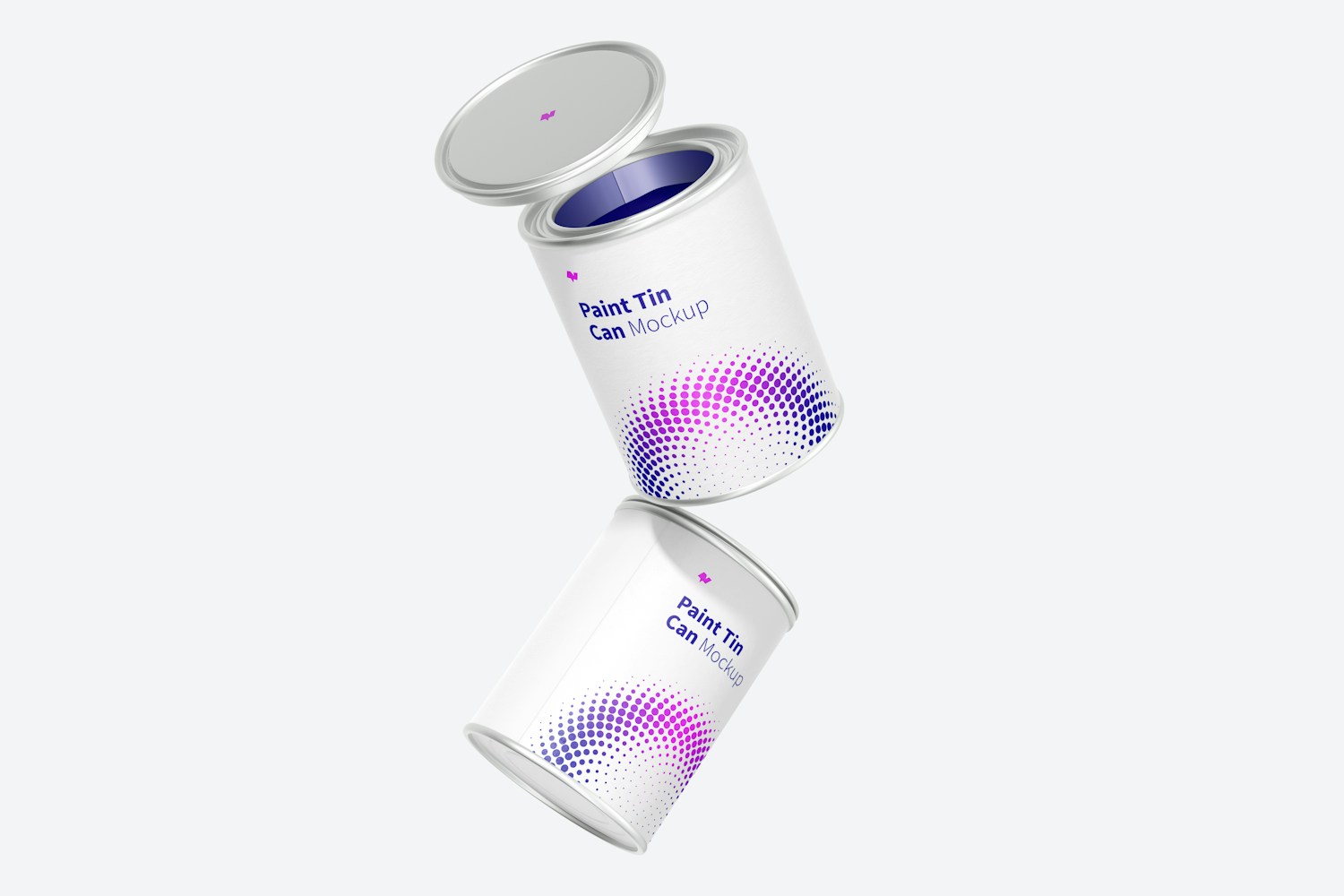 Paint Tin Cans Mockup, Floating