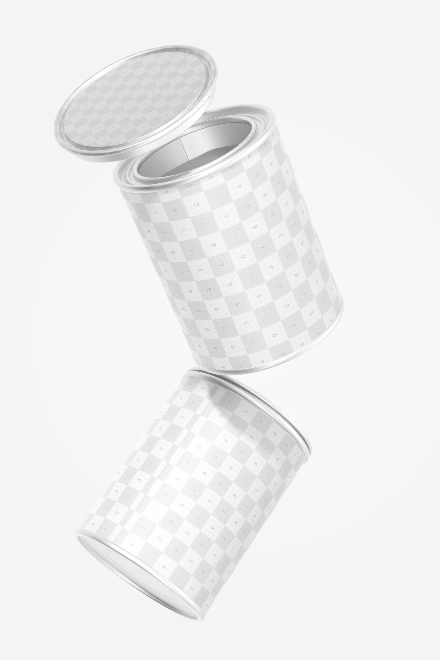 Paint Tin Cans Mockup, Floating