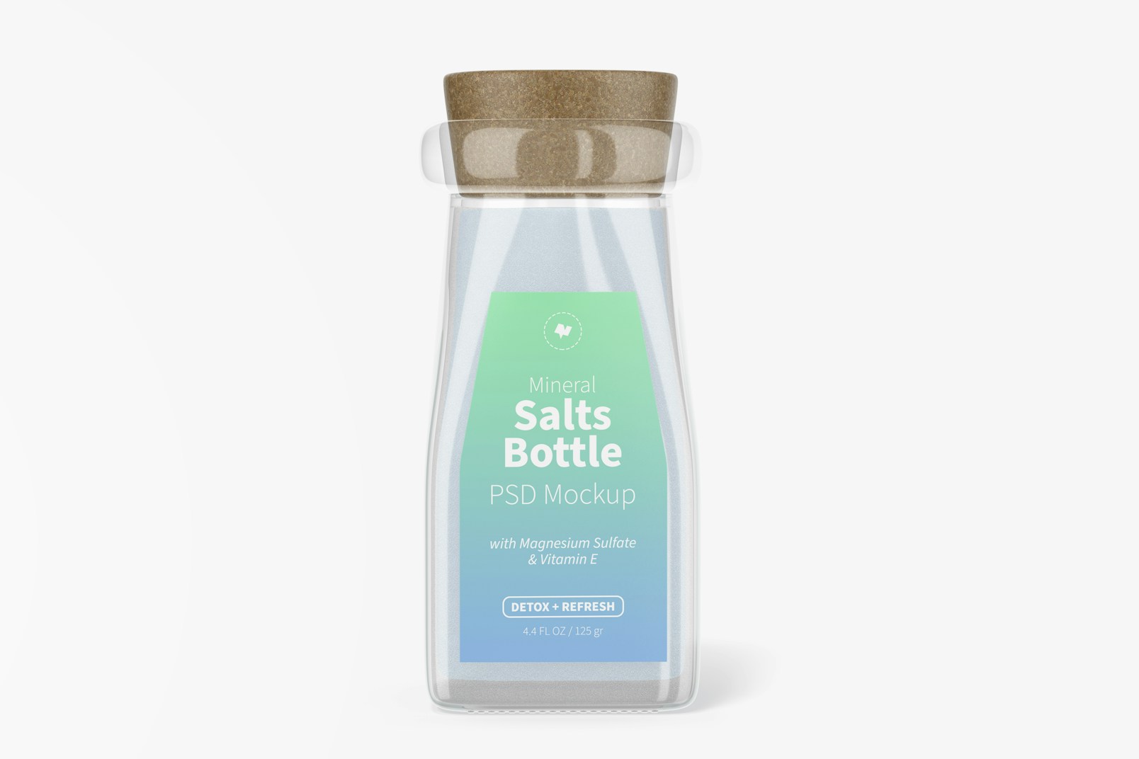 Mineral Salts Bottle Mockup, Front View