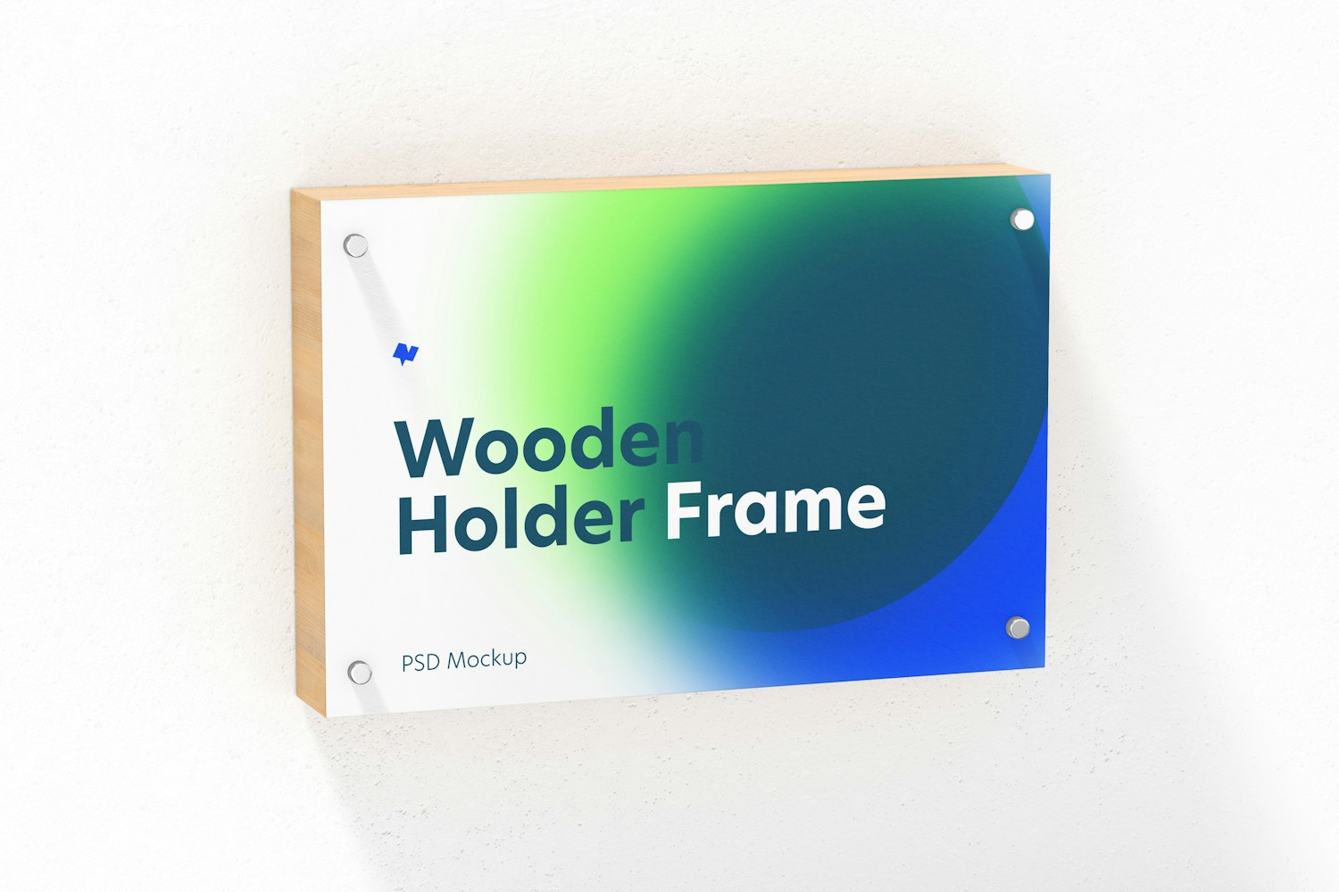 Wooden Label Holder Frame Mockup, Hanging
