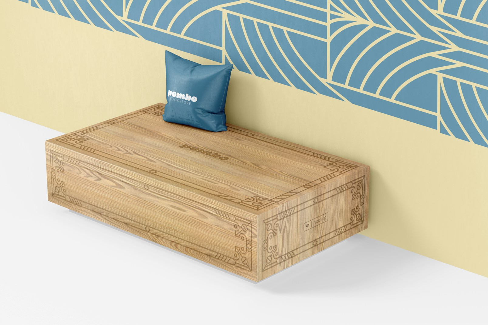 Wood Bench Mockup, Perspective