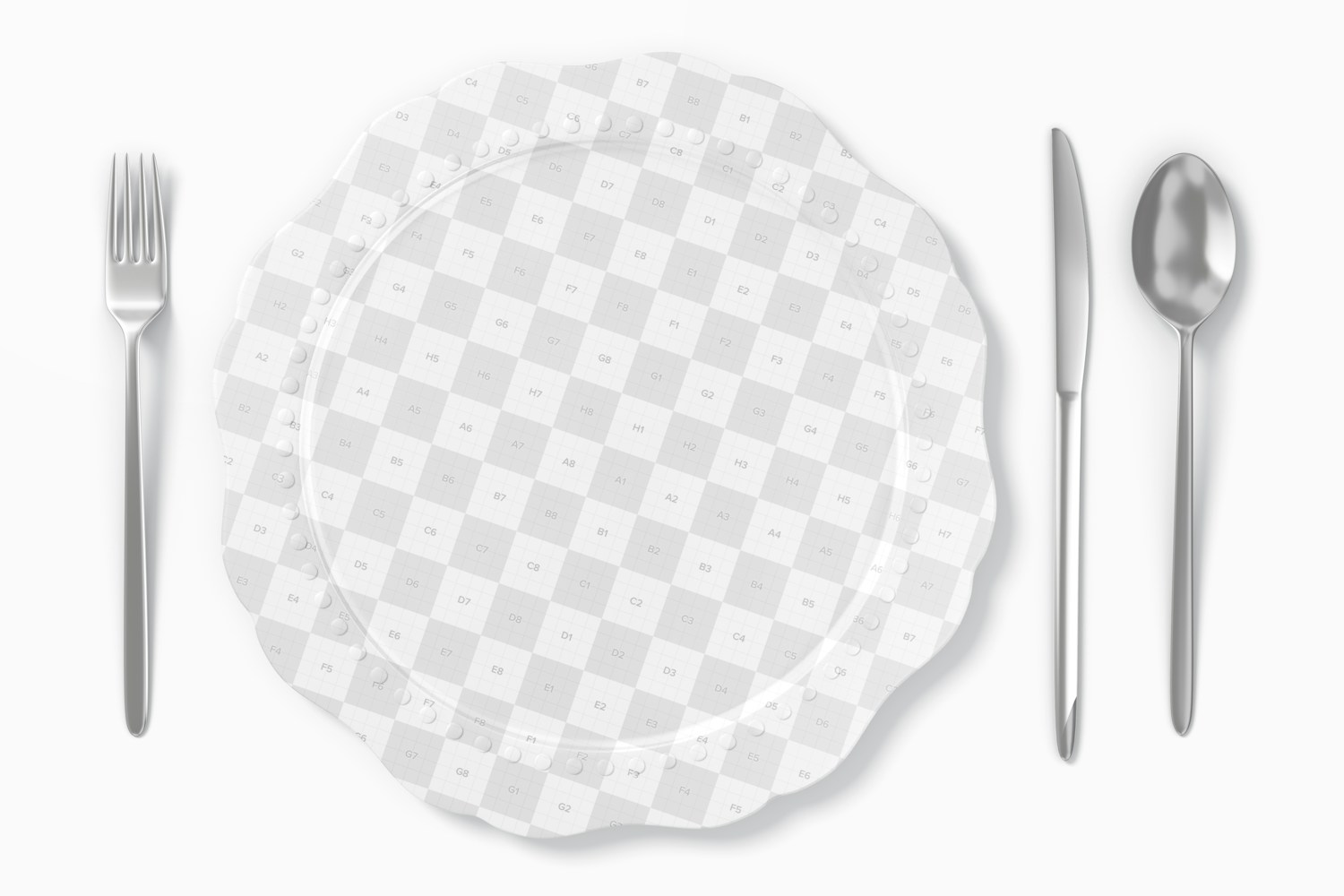Retro Flower Plate Mockup, Top View