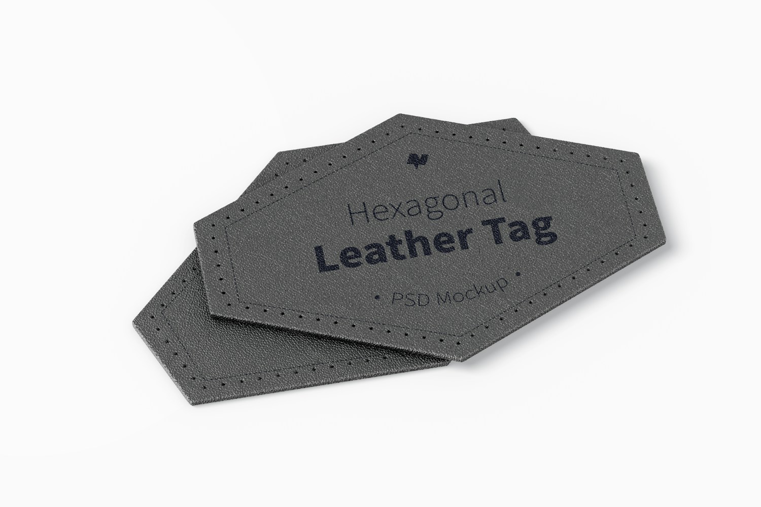 Hexagonal Leather Tag Mockup, Stacked