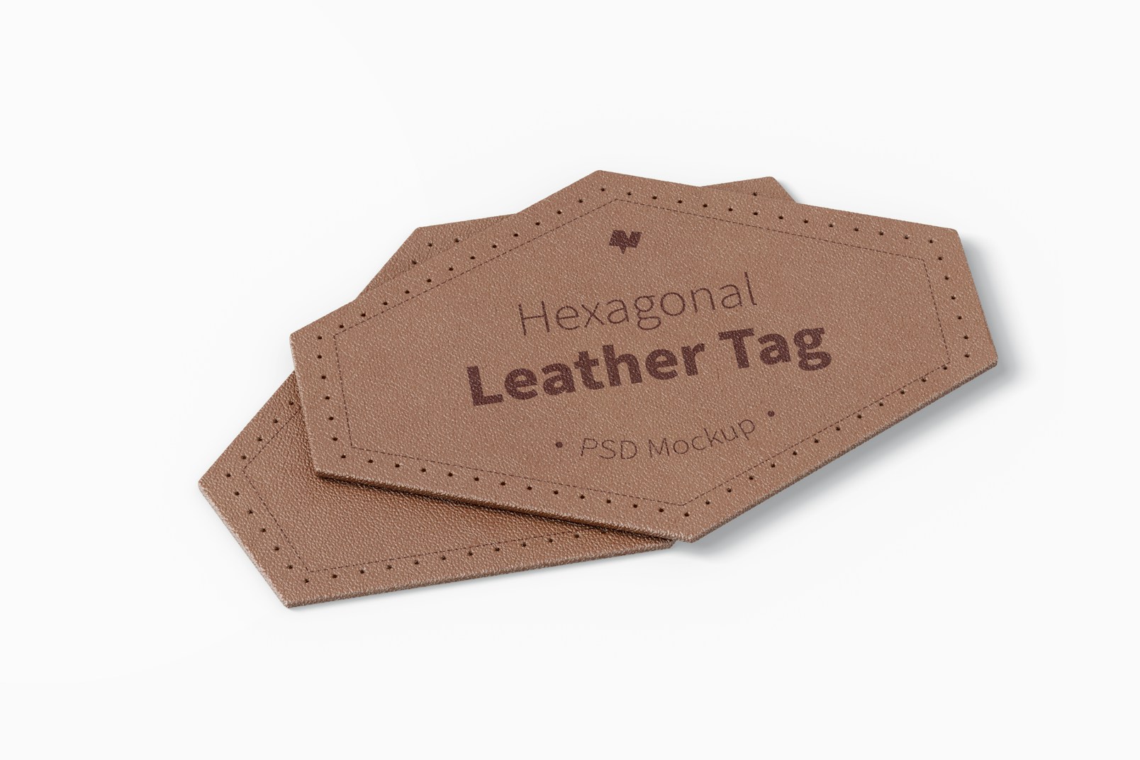 Hexagonal Leather Tag Mockup, Stacked