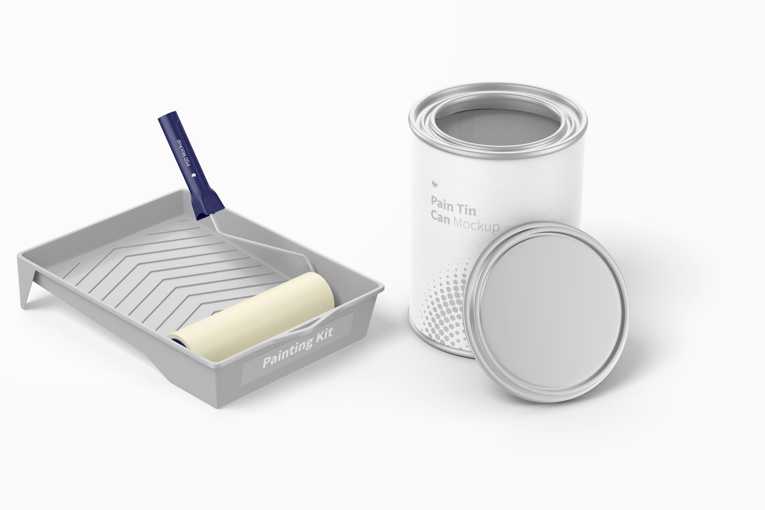 Painting Kit with Paint Can Mockup Painting Kit with Paint Can Mockup