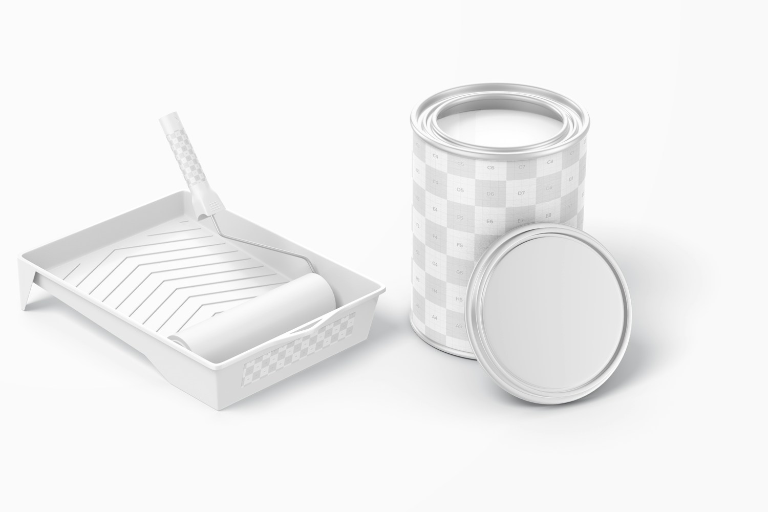 Painting Kit with Paint Can Mockup Painting Kit with Paint Can Mockup