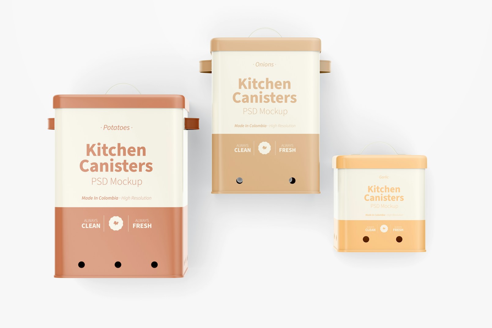 Kitchen Canisters Mockup, Top View